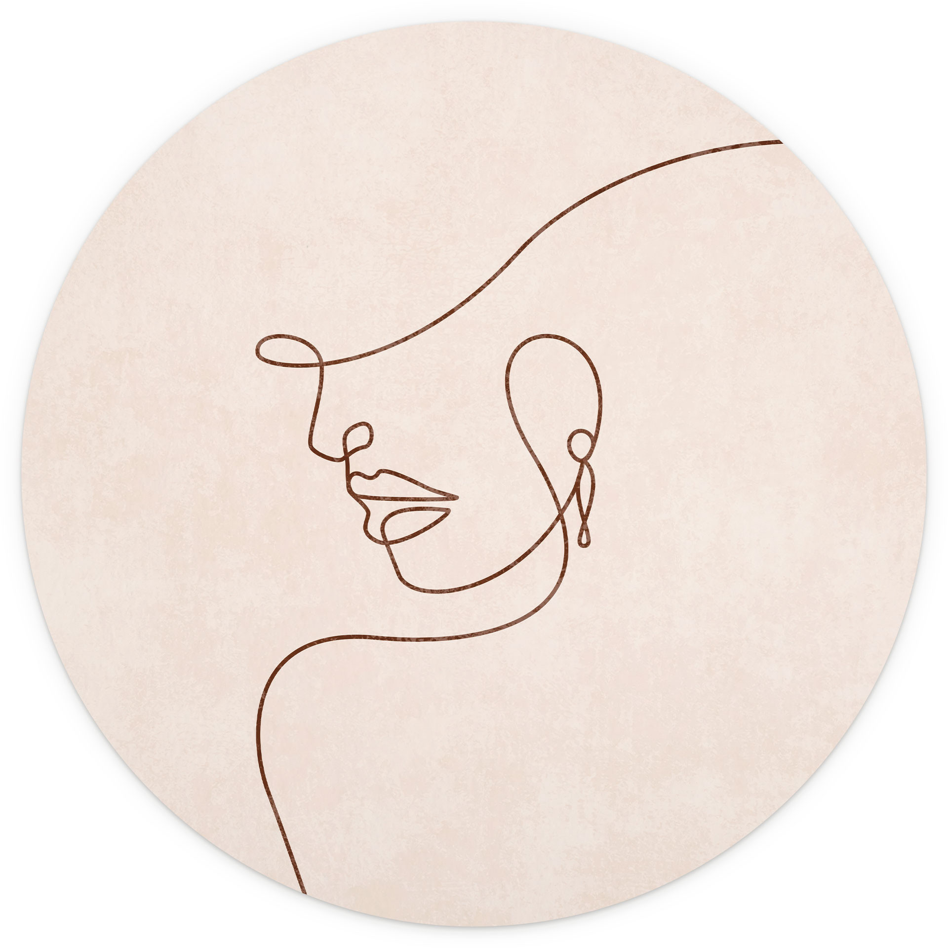 Fijne contouren van een vrouw Fotobehang - Lijn Art - Tunaboylu - Rond - vliesbehang/zelfklevend vli