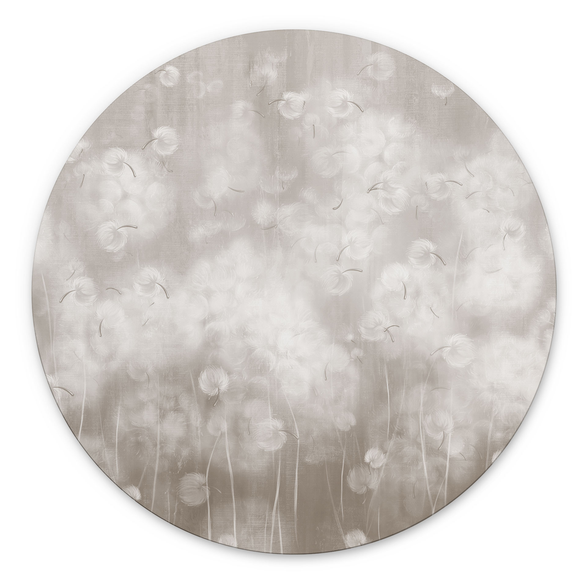 Wanddecoratie Paardenbloemen Droom in Beige - Ms Tiff - Alu-Dibond Rond