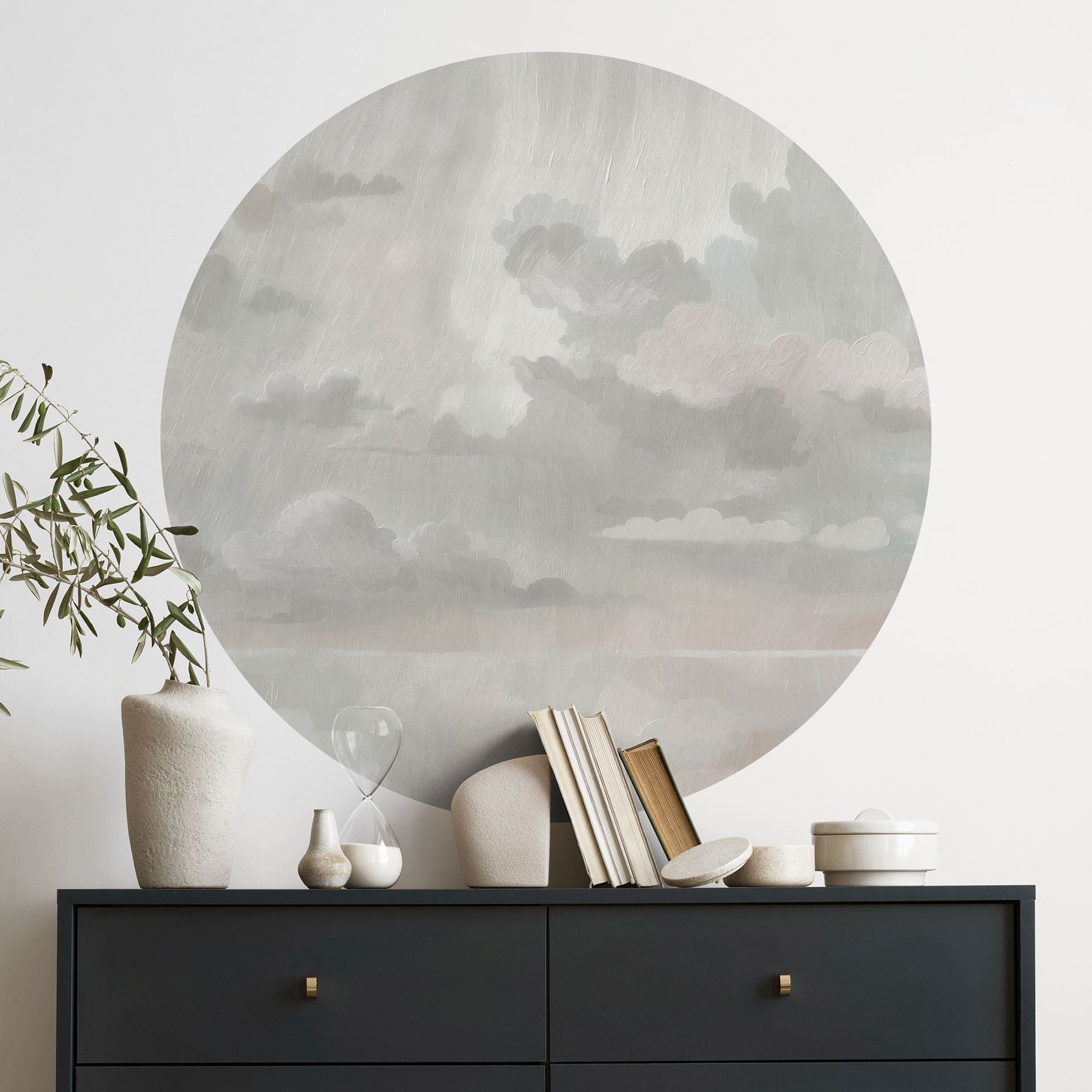 Muursticker Velvet Smoke - Abstracte Wolken - Sir Edward x Grigory Gladarev - Rond