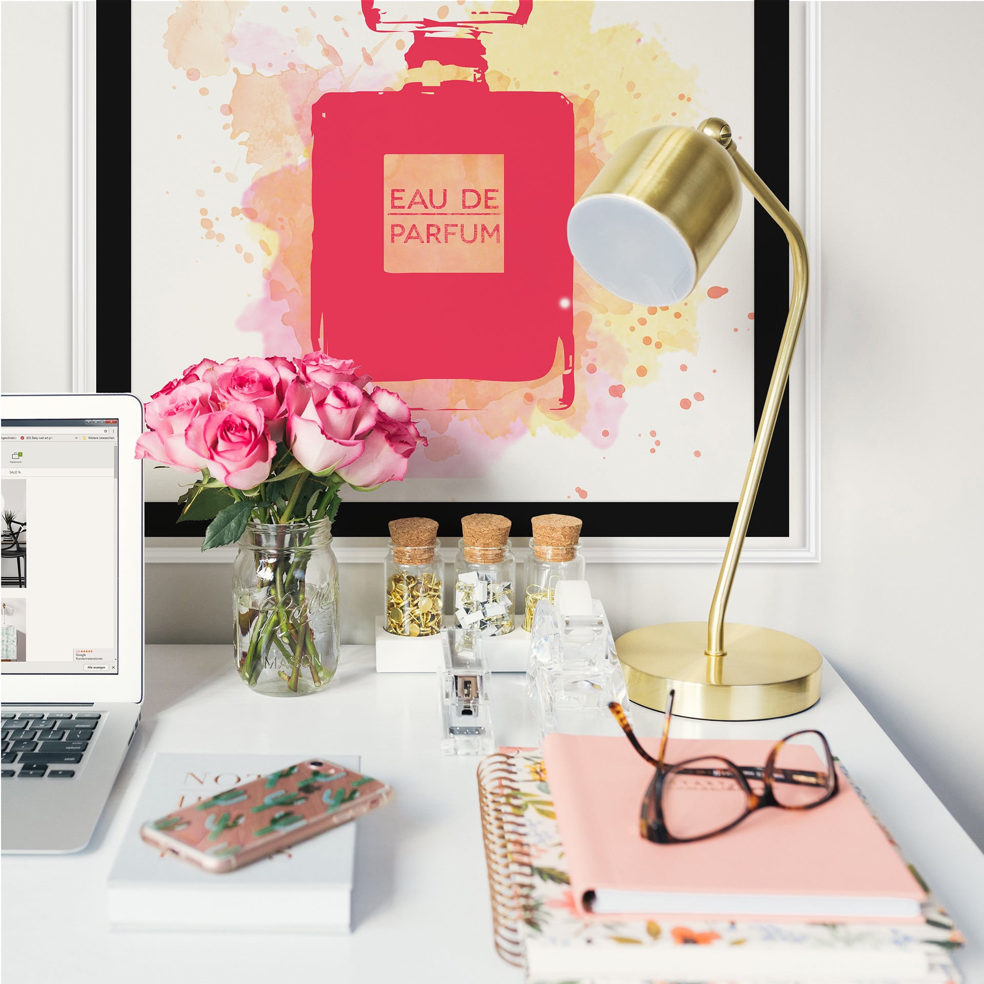 Wallprint W - Eau de Parfum Aquarell - Pink