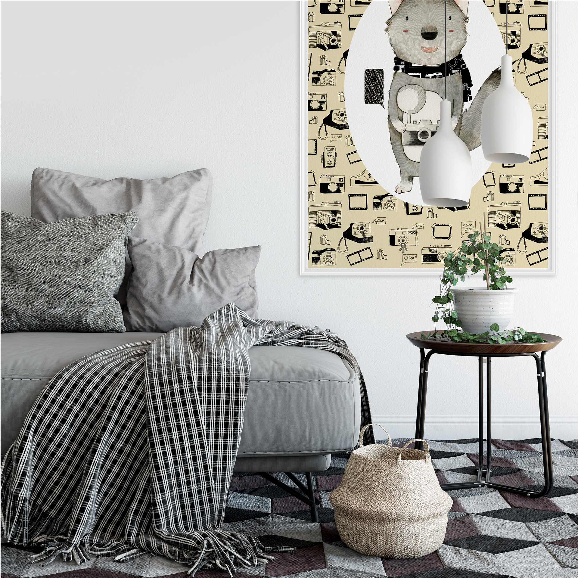 Wallprint Loske - Wolf mit Kamera