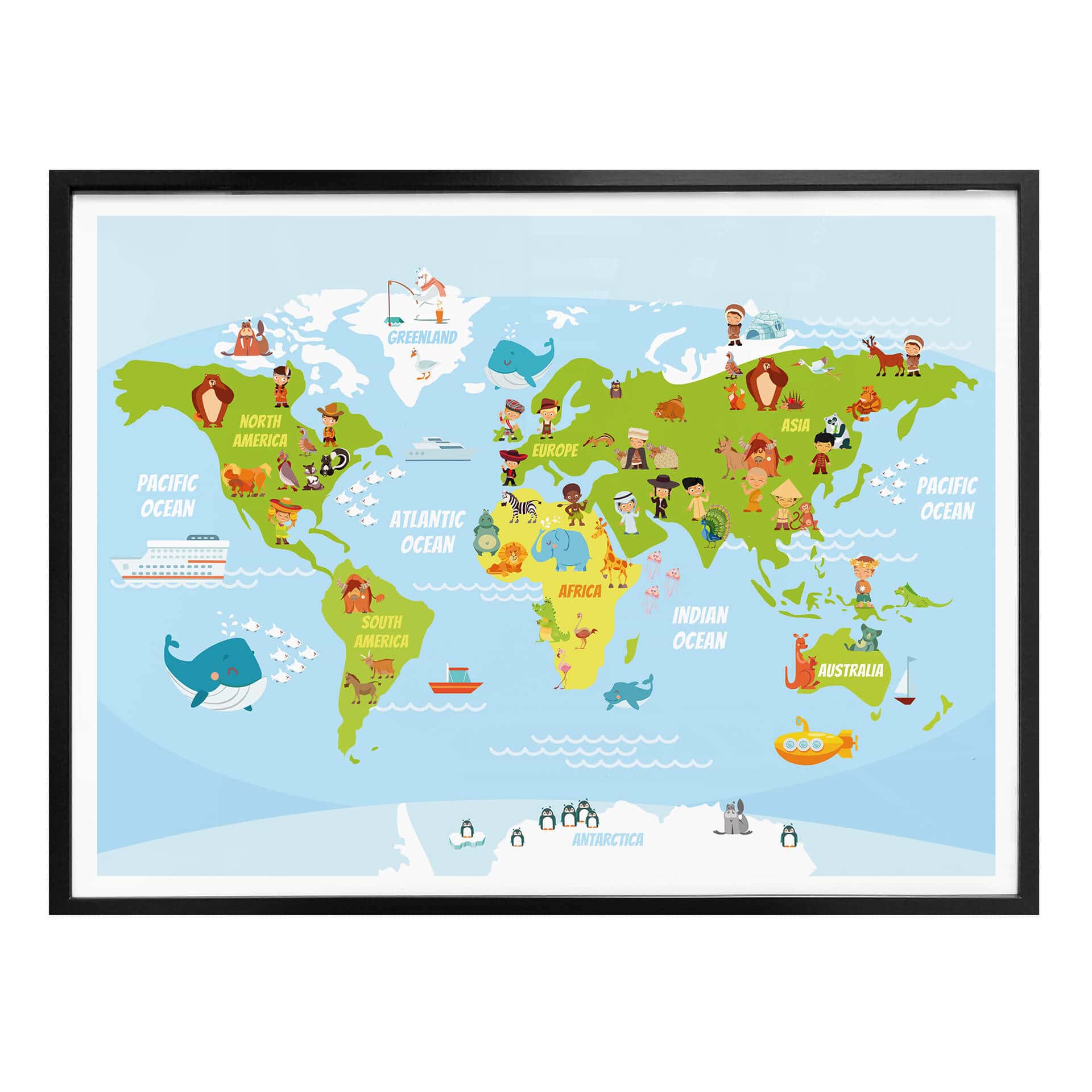 Poster Lustige Kinder Weltkarte