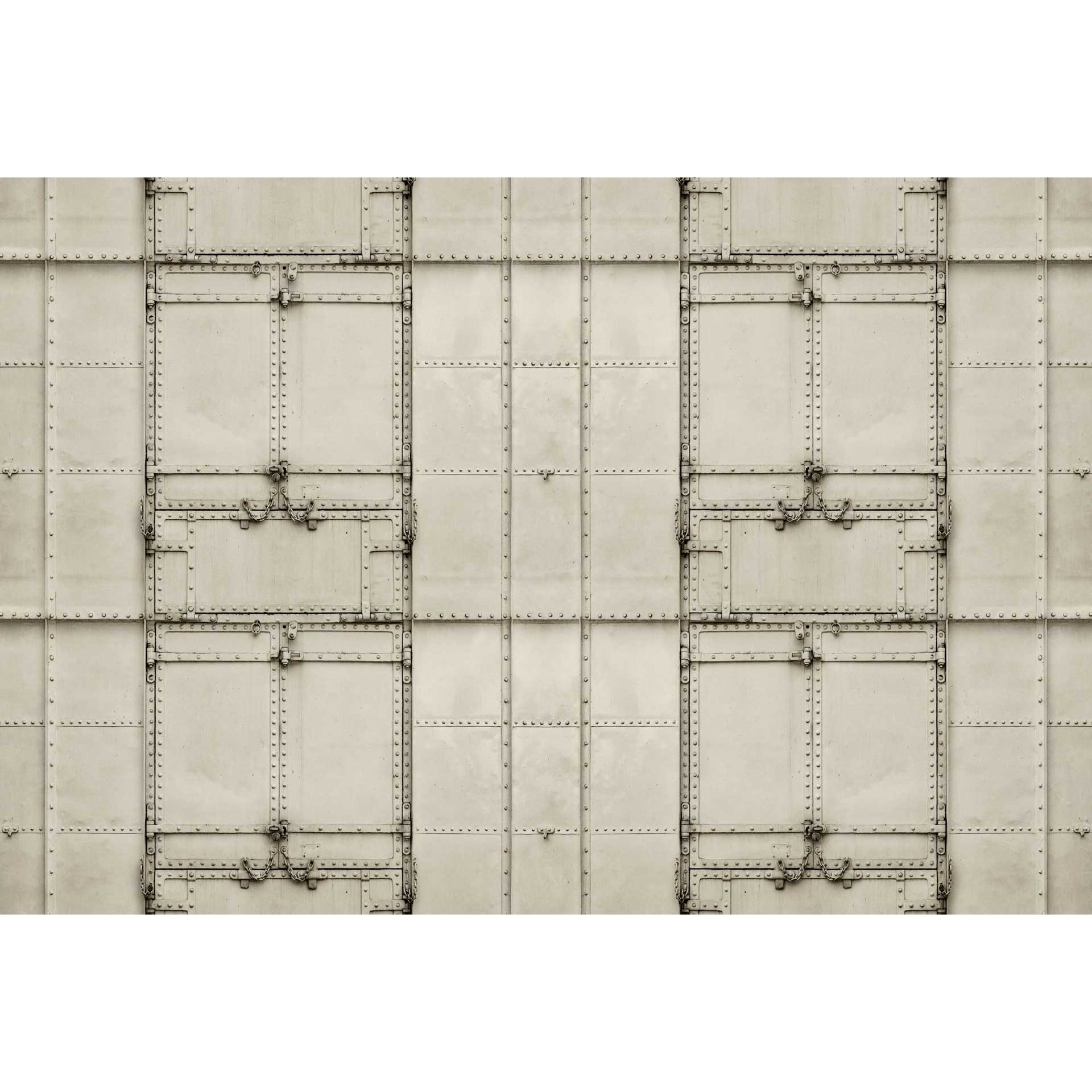 Industriële Stijl Behang Muurschildering - Metallic Paneel Look in Grijs