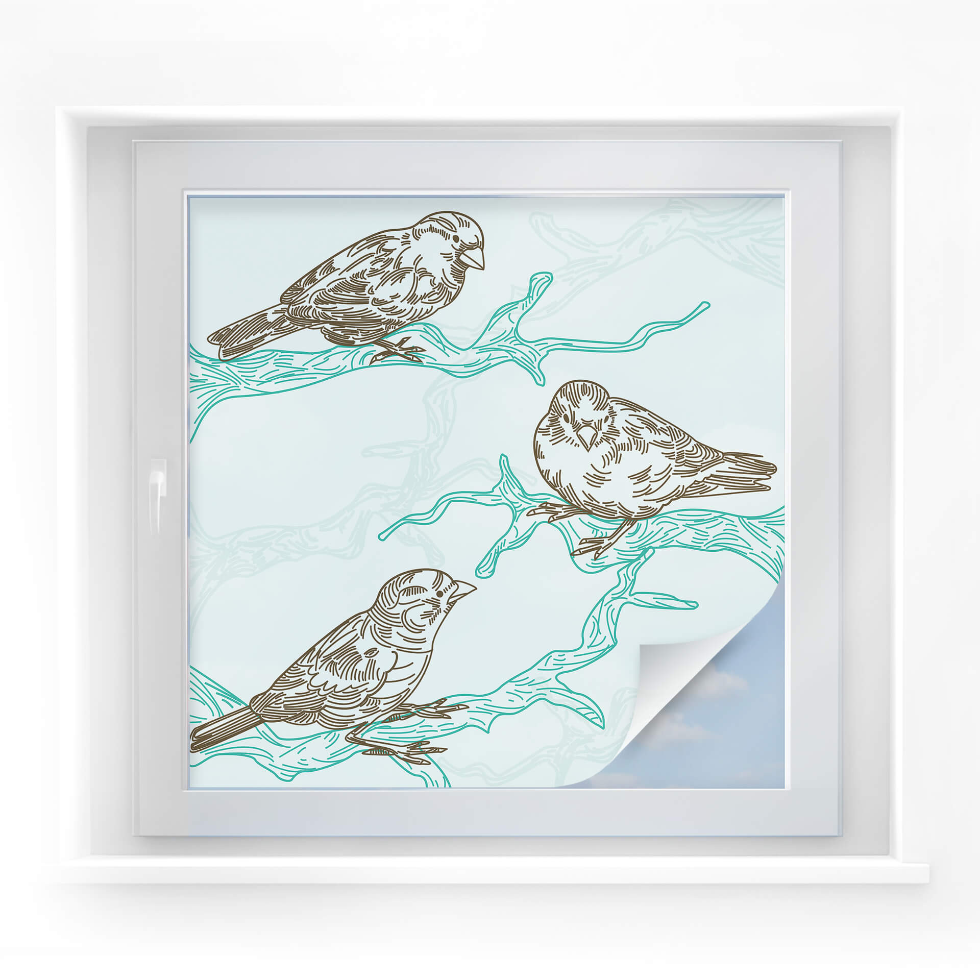 Raamfolie Vogeltjes illustratie