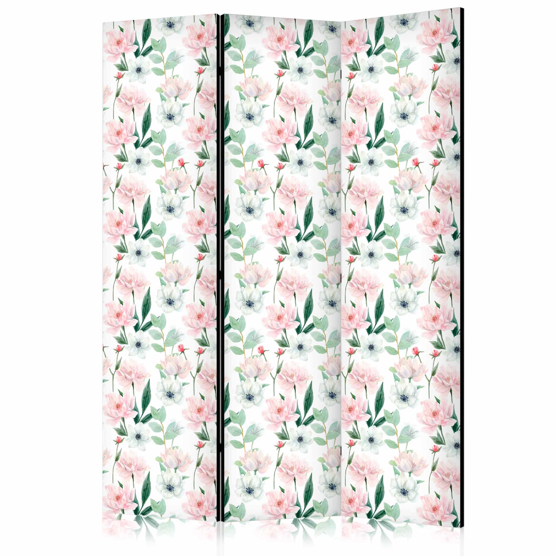 Paravent, Raumteiler freistehend, Trennwand - Peonies on a White Background
