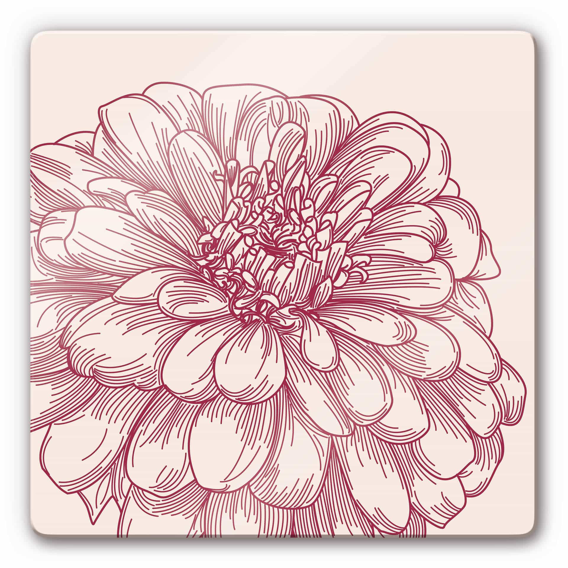 Tableau en verre - Illustration de fleurs - carré