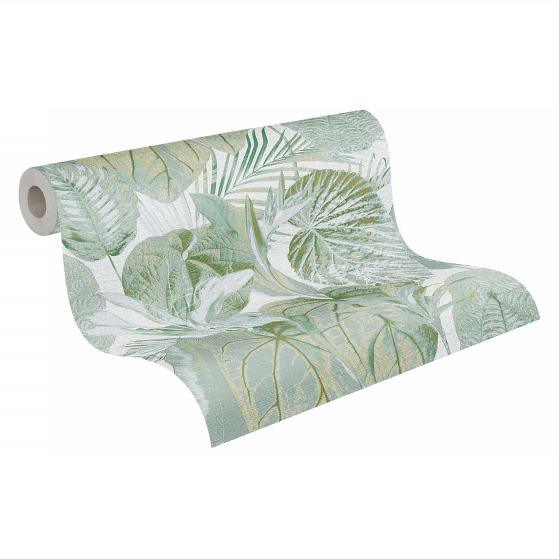jungle behang groen wit - vliesbehang bloem met bladeren