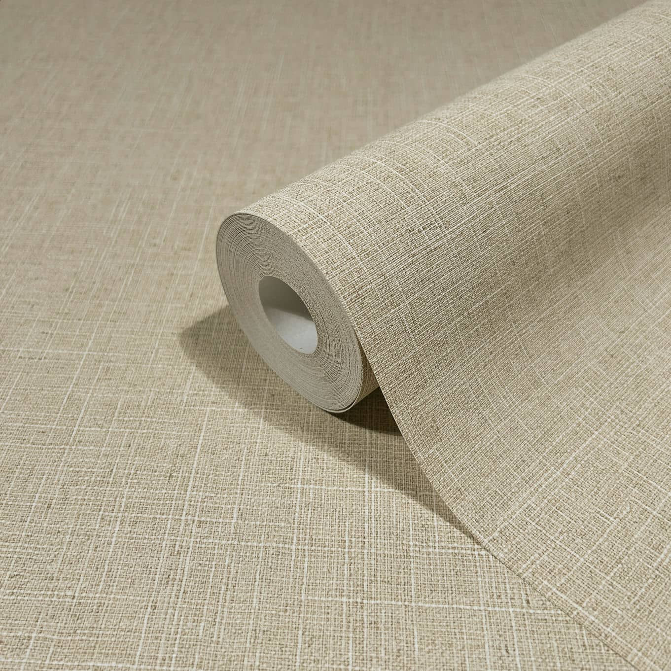 Vliesbehang in textiel effen look beige effen