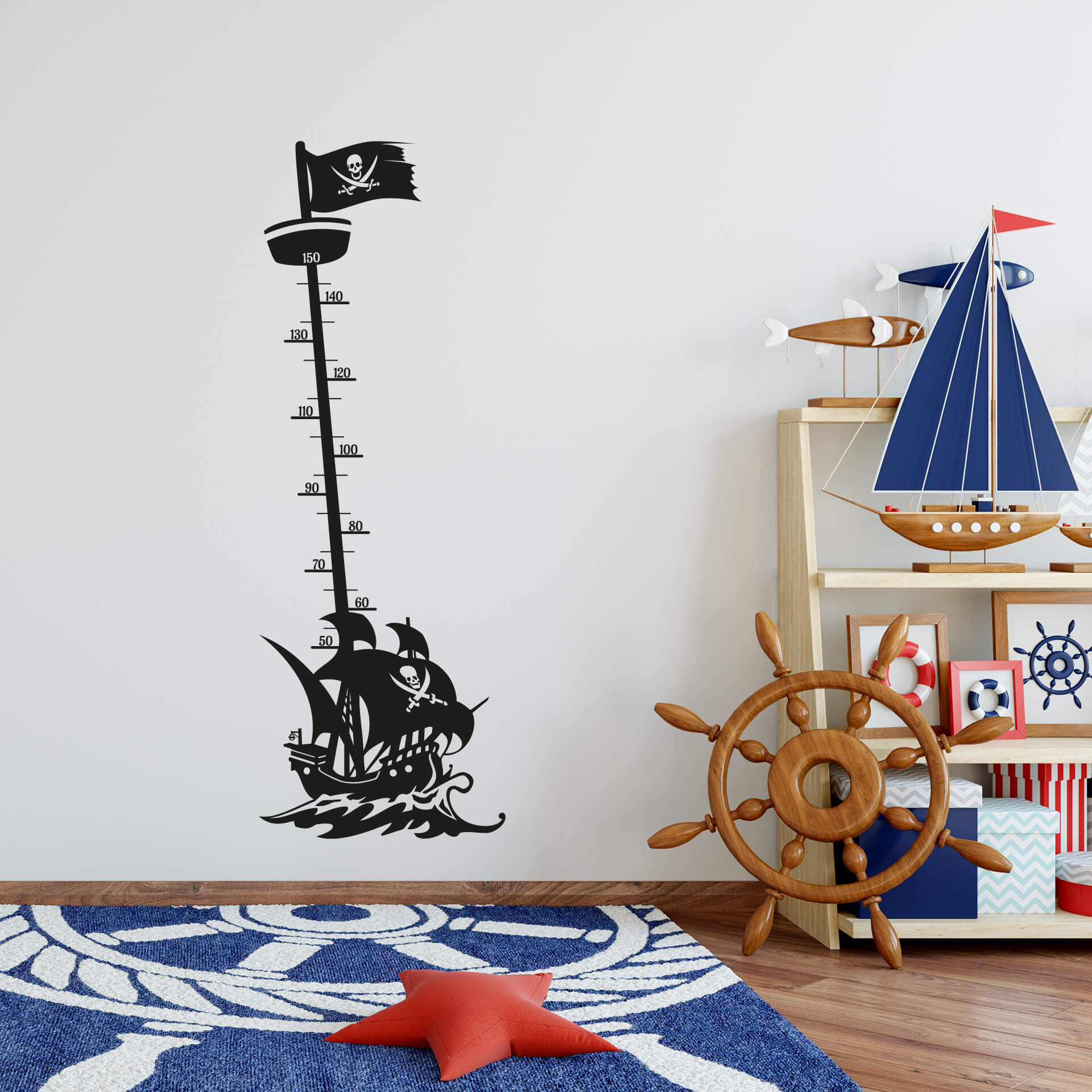 Wandtattoo Messlatte Piratenschiff