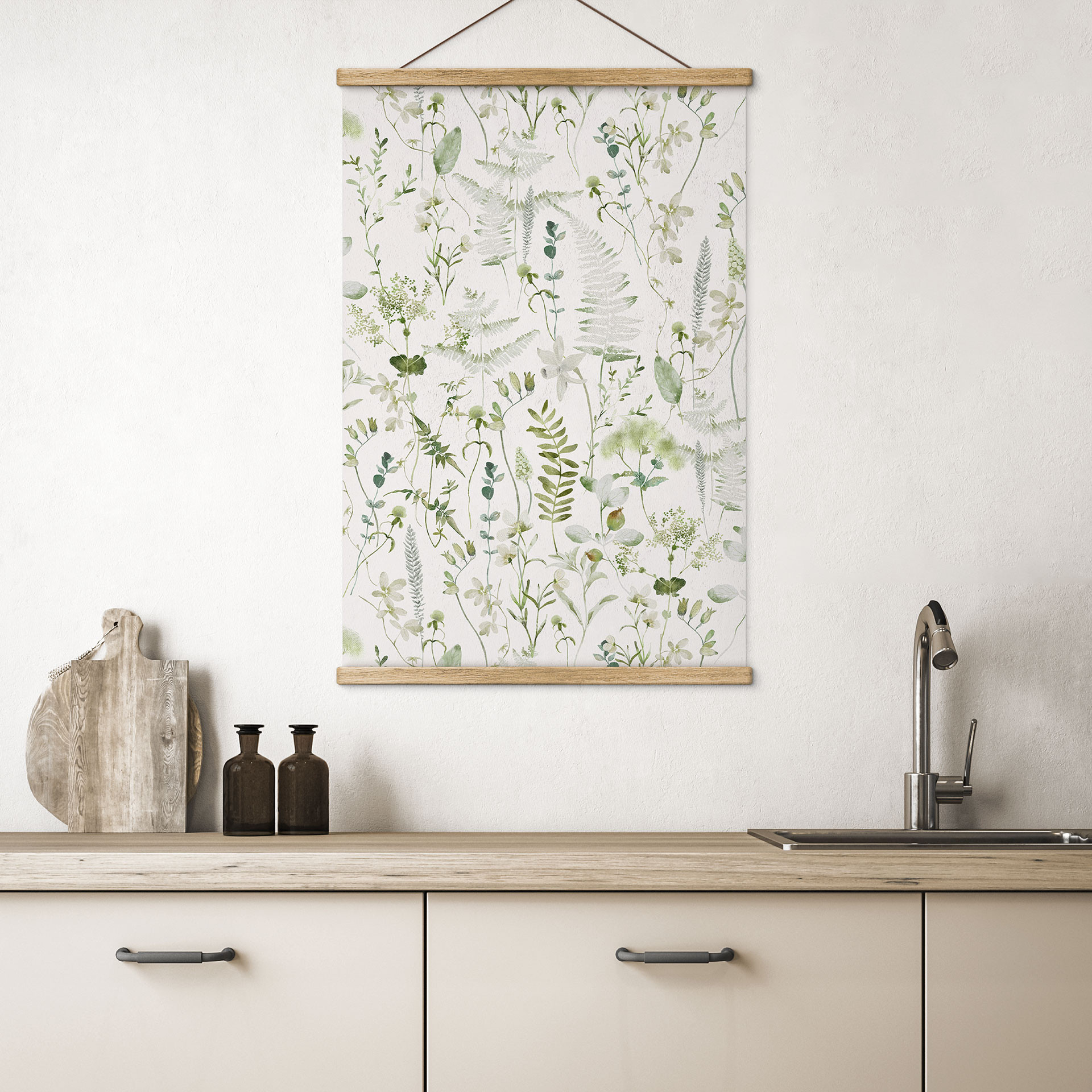 Obraz tkaniny zioła i polne kwiaty - UN Designs