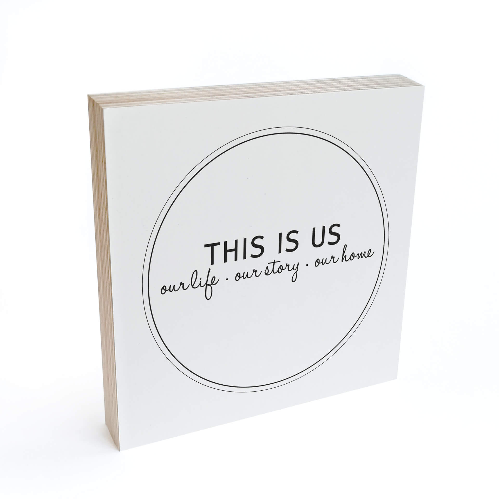 Billede af træ til at sætte op - This is us - 15x15 cm