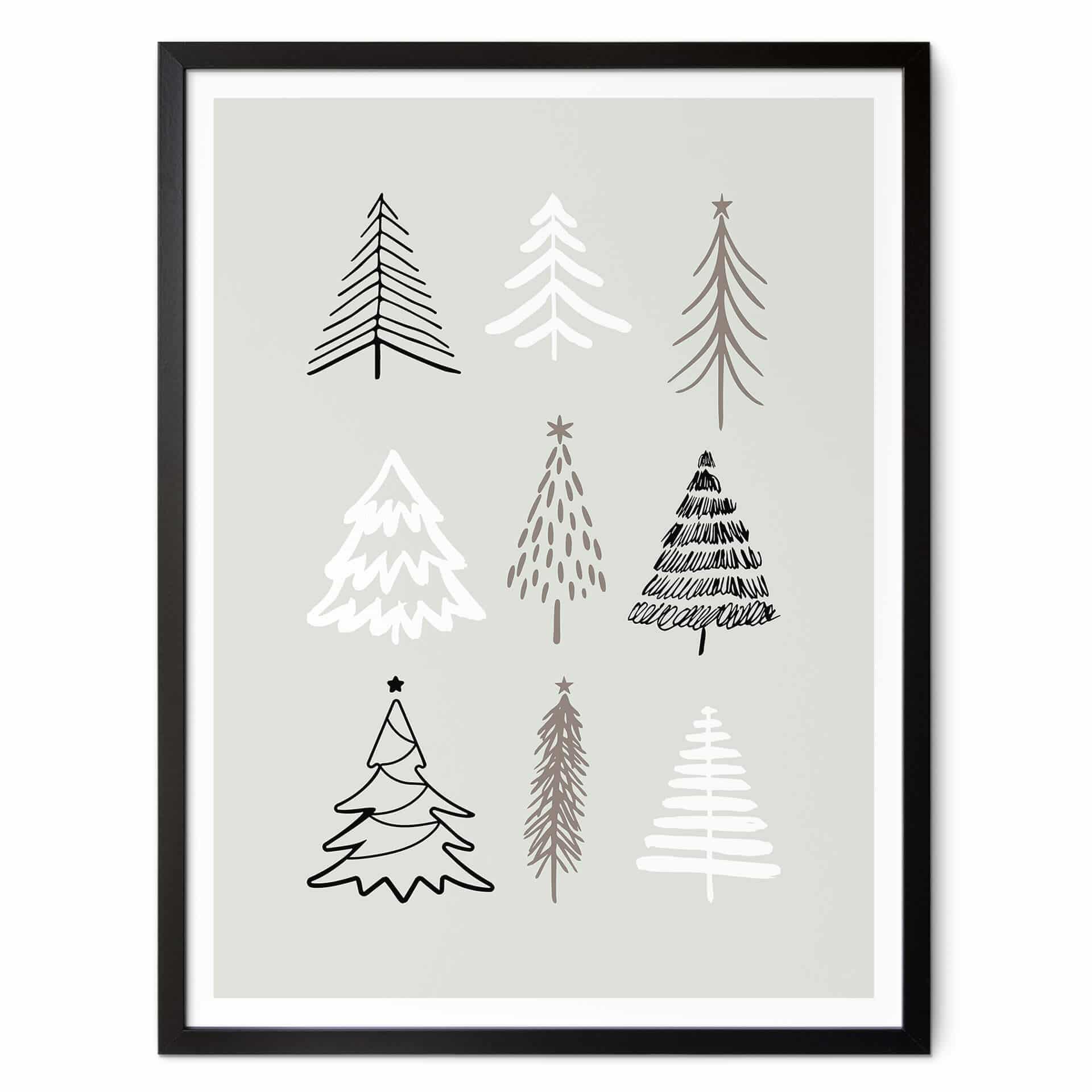 Plakat świąteczny - Ilustracja choinek - Kristina