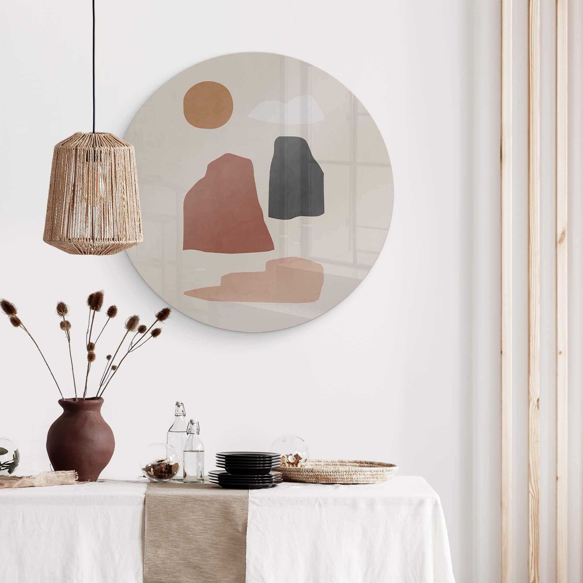 Tableau sur verre Orara Studio - Paysage de jour - Rond