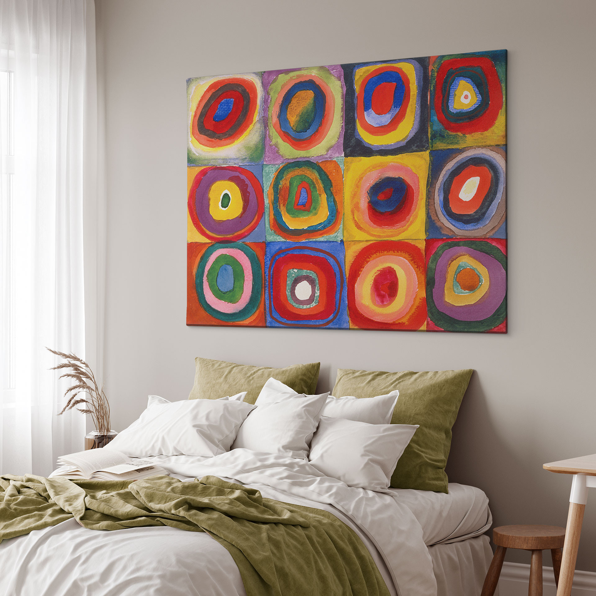 Wandbild Kandinsky - Farbstudie Quadrate und konzentrische Ringe - Alu-Dibond
