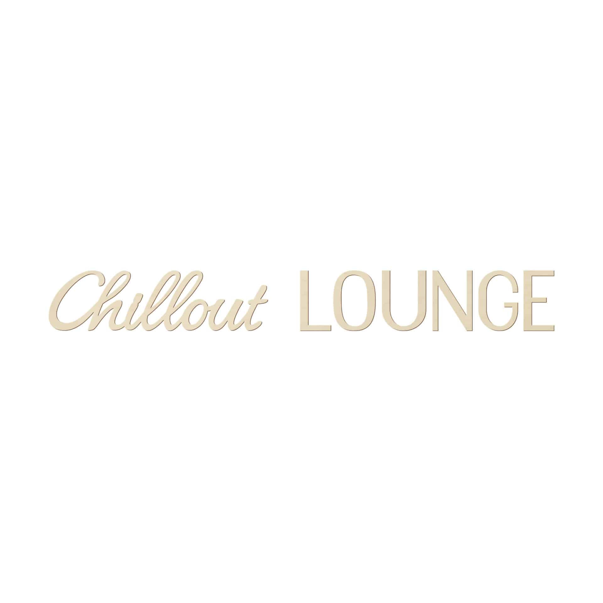 Drewniany napis nowoczesny salon chillout wykonany z drewna topoli