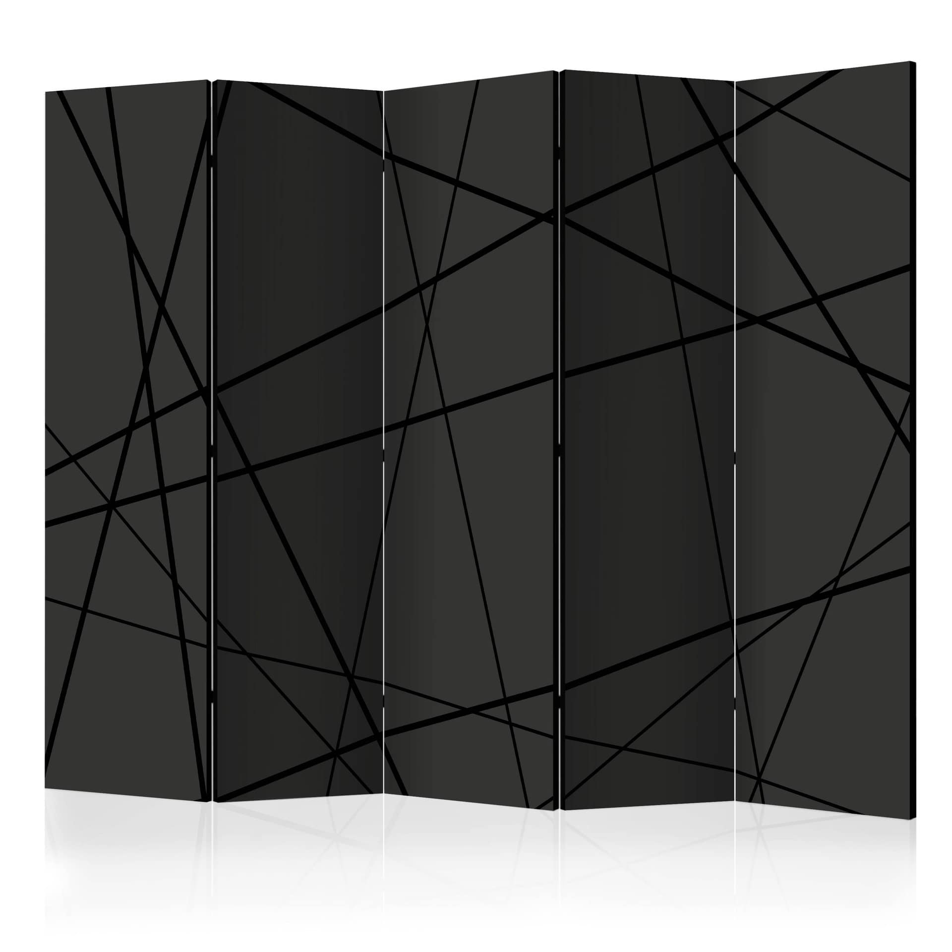 Screen room divider - Mørkt edderkoppespind, 3-delt