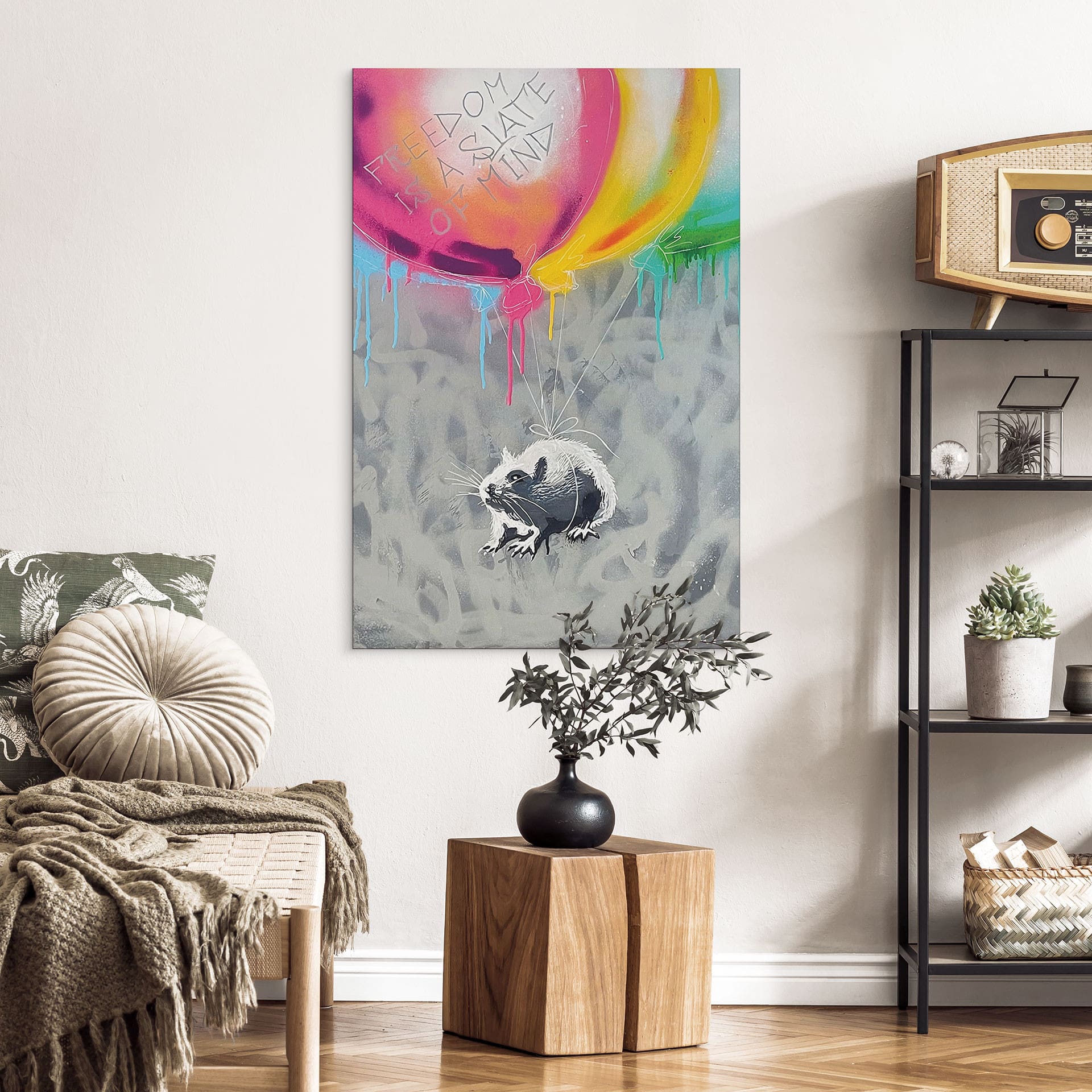 Billede Streetart Rotte Freedom Balloner - Habib - Alu-Dibond