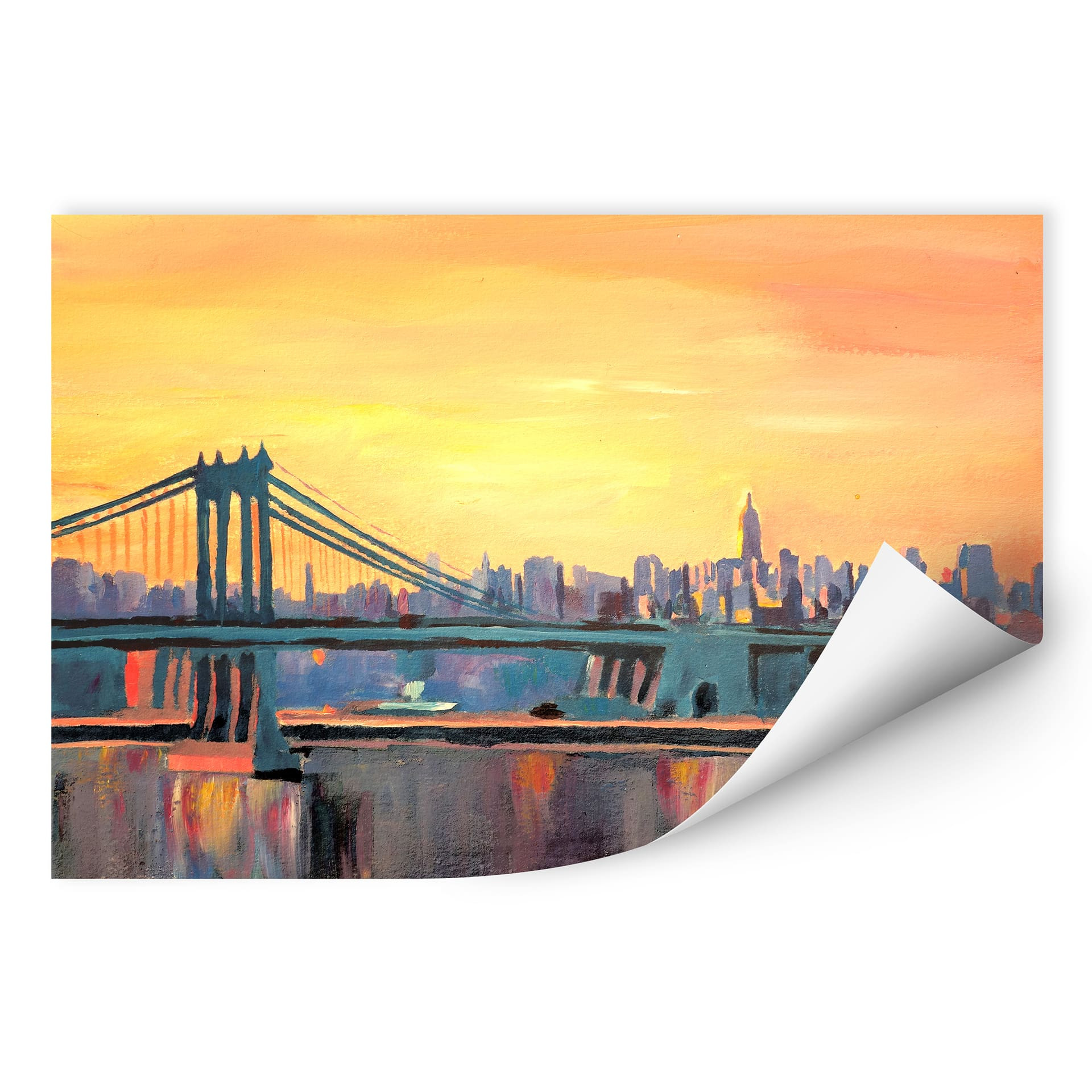 Wallprint Bleichner - Blue Manhattan Skyline withBridge and Vanilla Sky