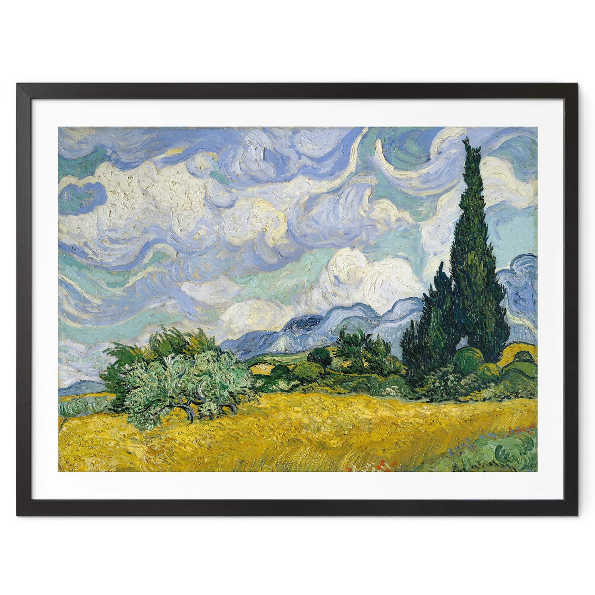 Poster Van Gogh - Champ de blé avec cyprès
