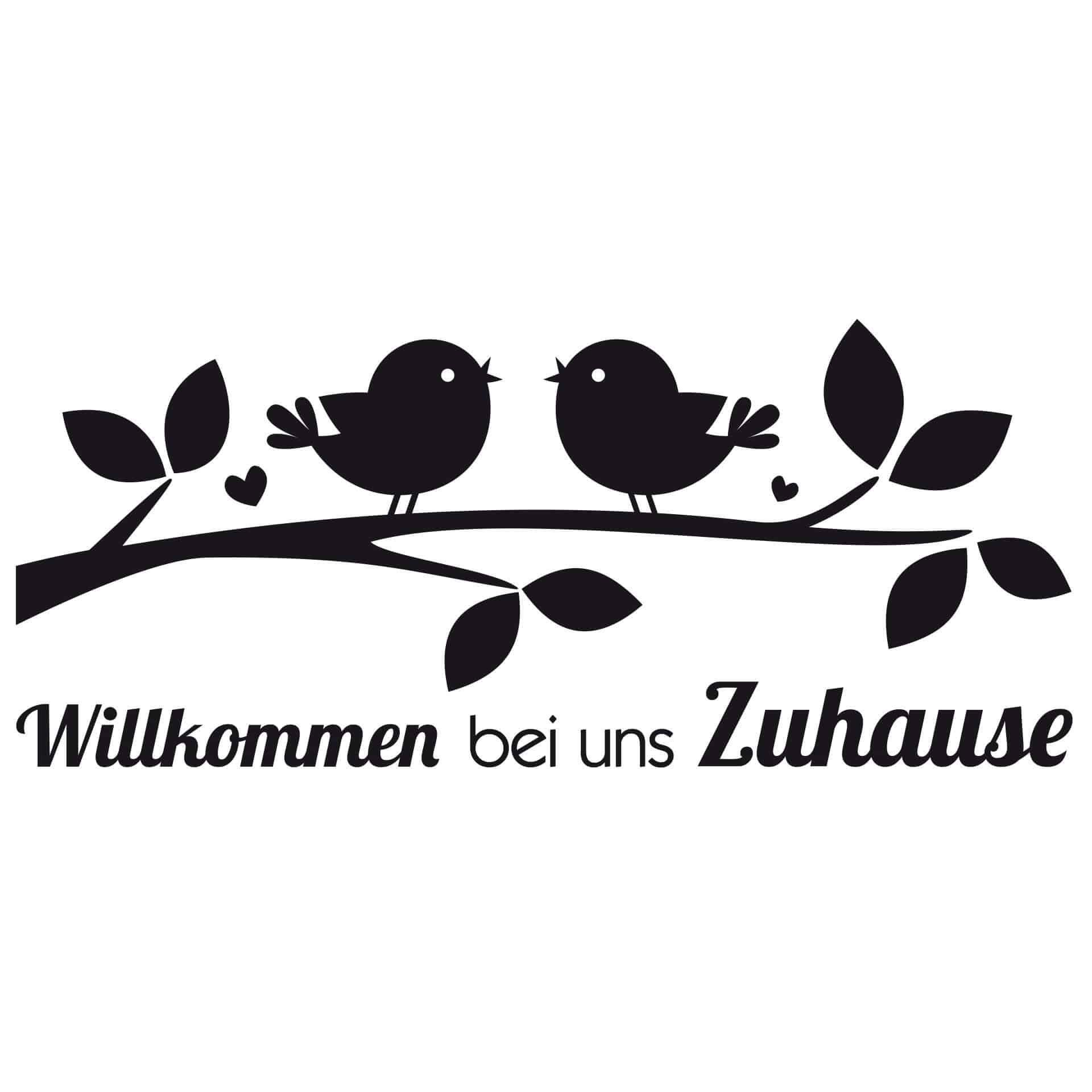 Wandtattoo Willkommen bei uns Zuhause inkl. 5 Bilderrahmen