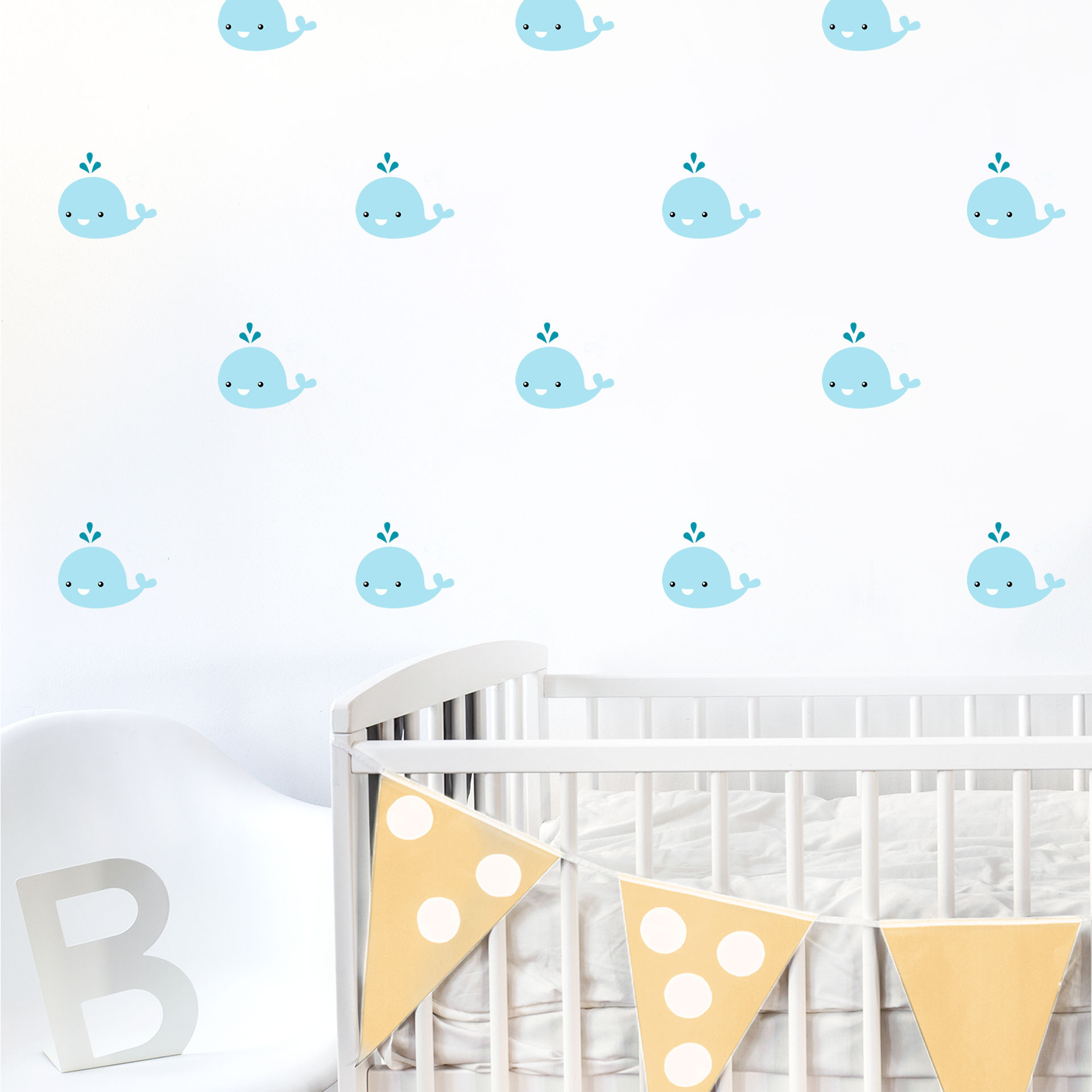 Muursticker set baby walvissen