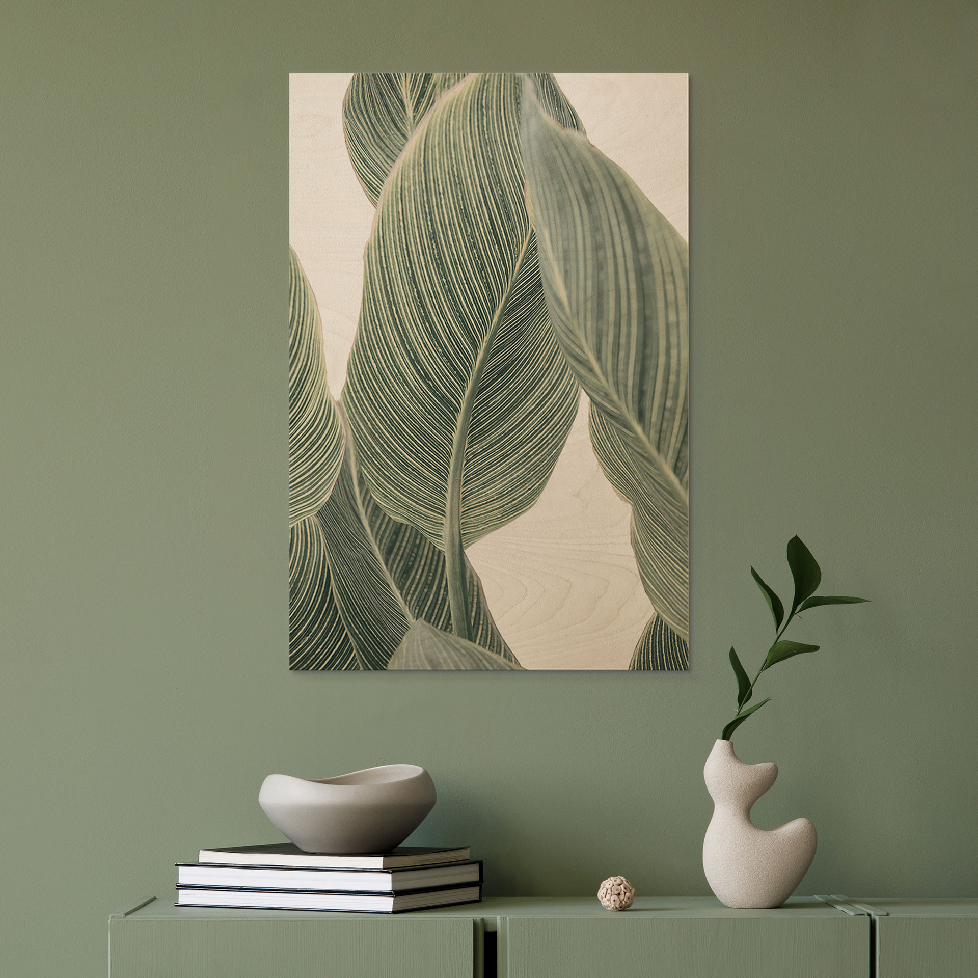 Stampa su legno di una pianta di Calathea - Sisi & Seb