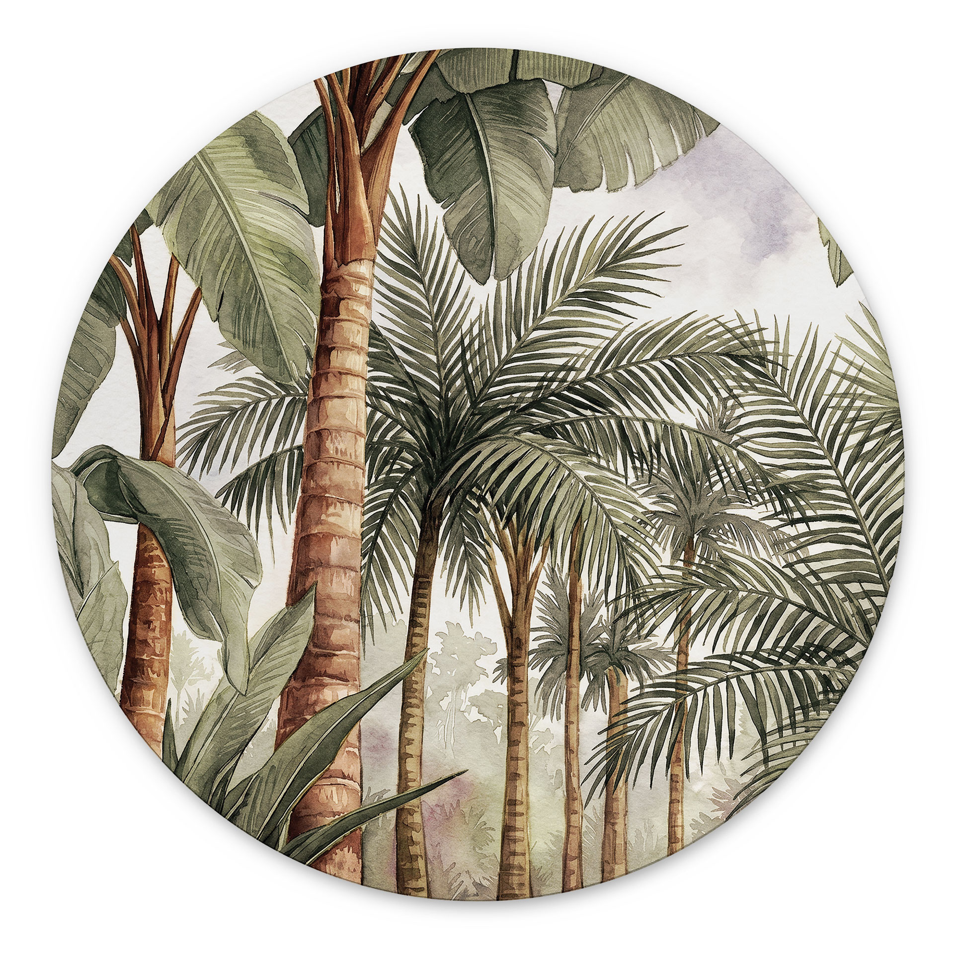 Wandbild Tropischer Palmenwald - Pictufy Studio - Alu-Dibond Rund