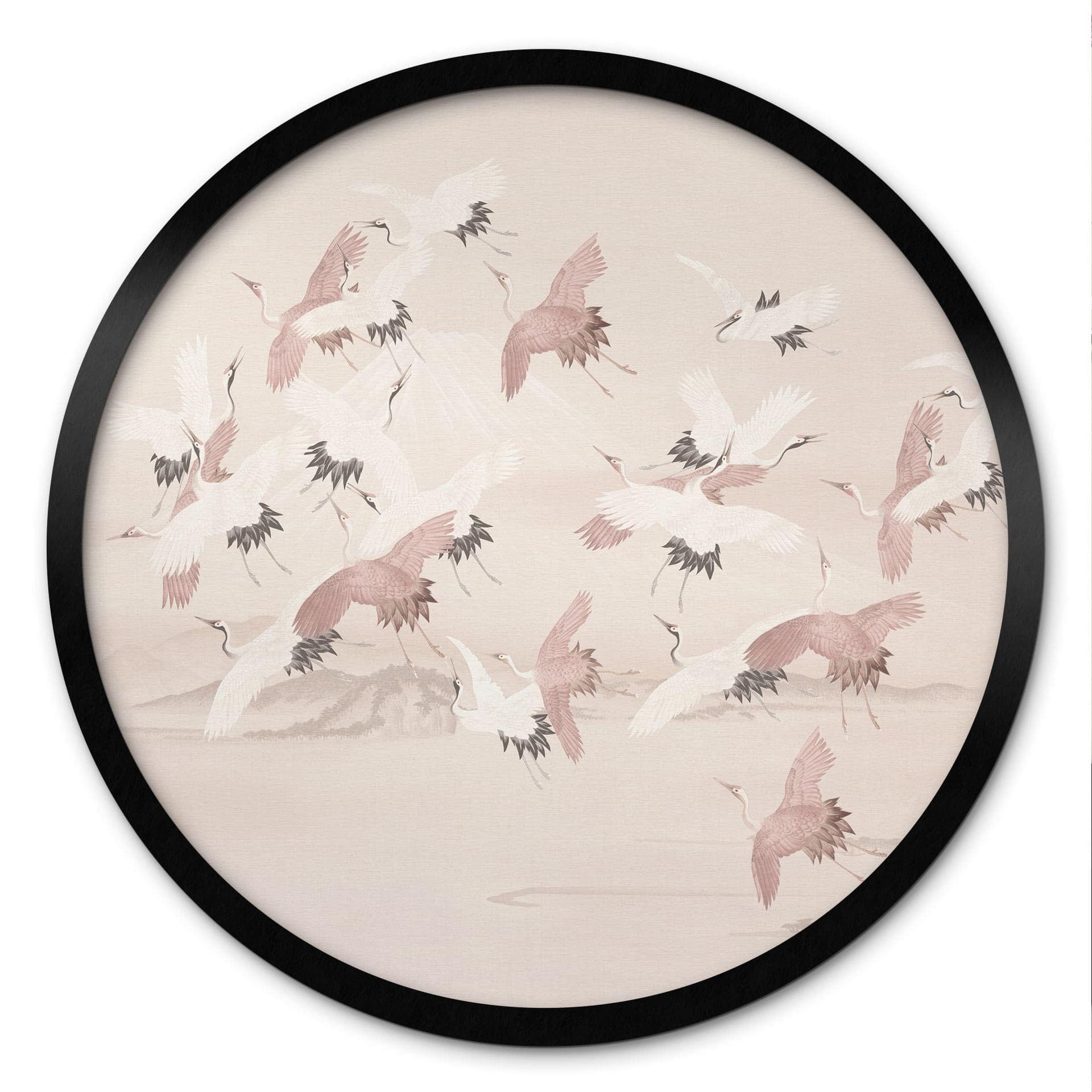 Poster Grues au-dessus du lac - Bloomery Decor - Rond