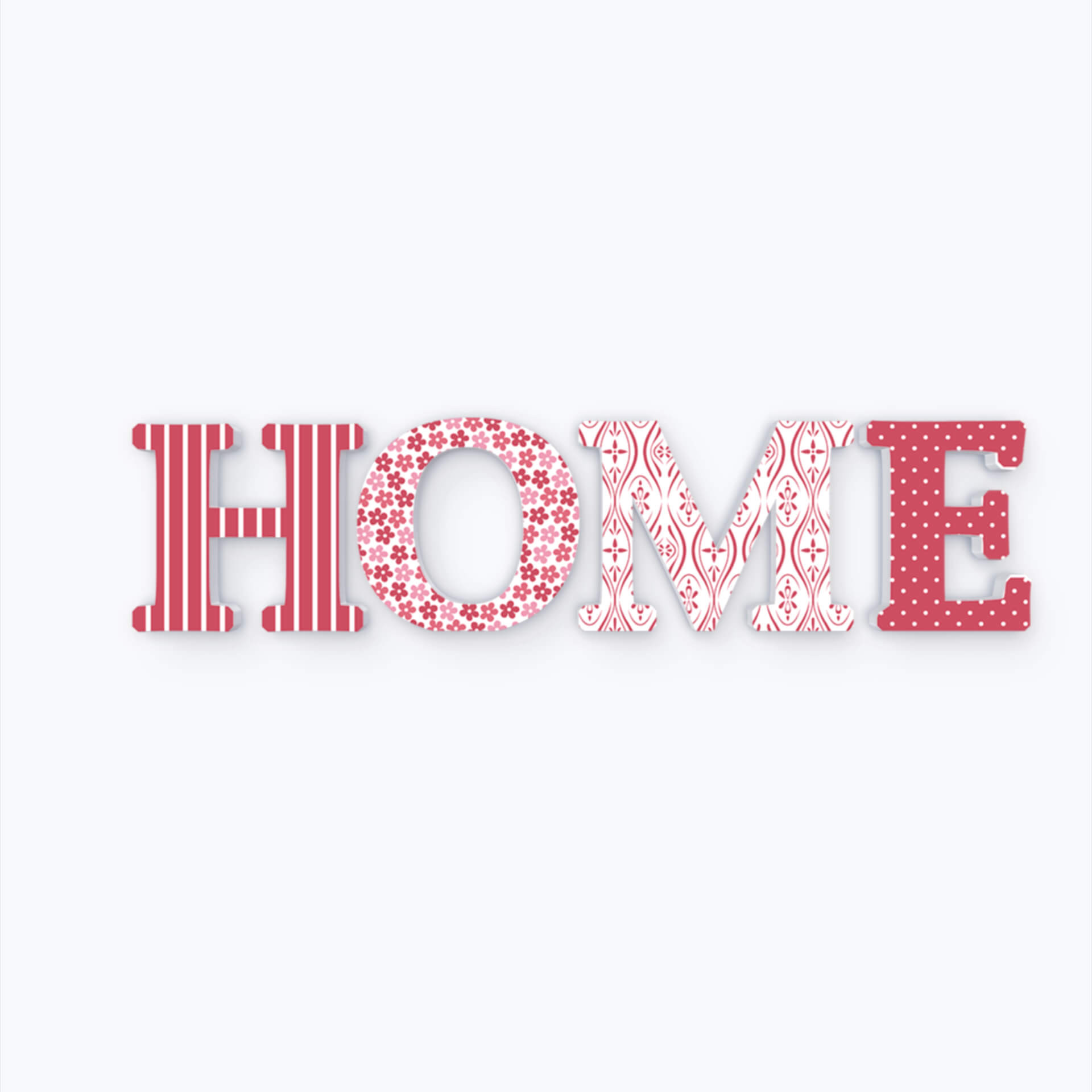 Litery dekoracyjne 3D HOME czerwone