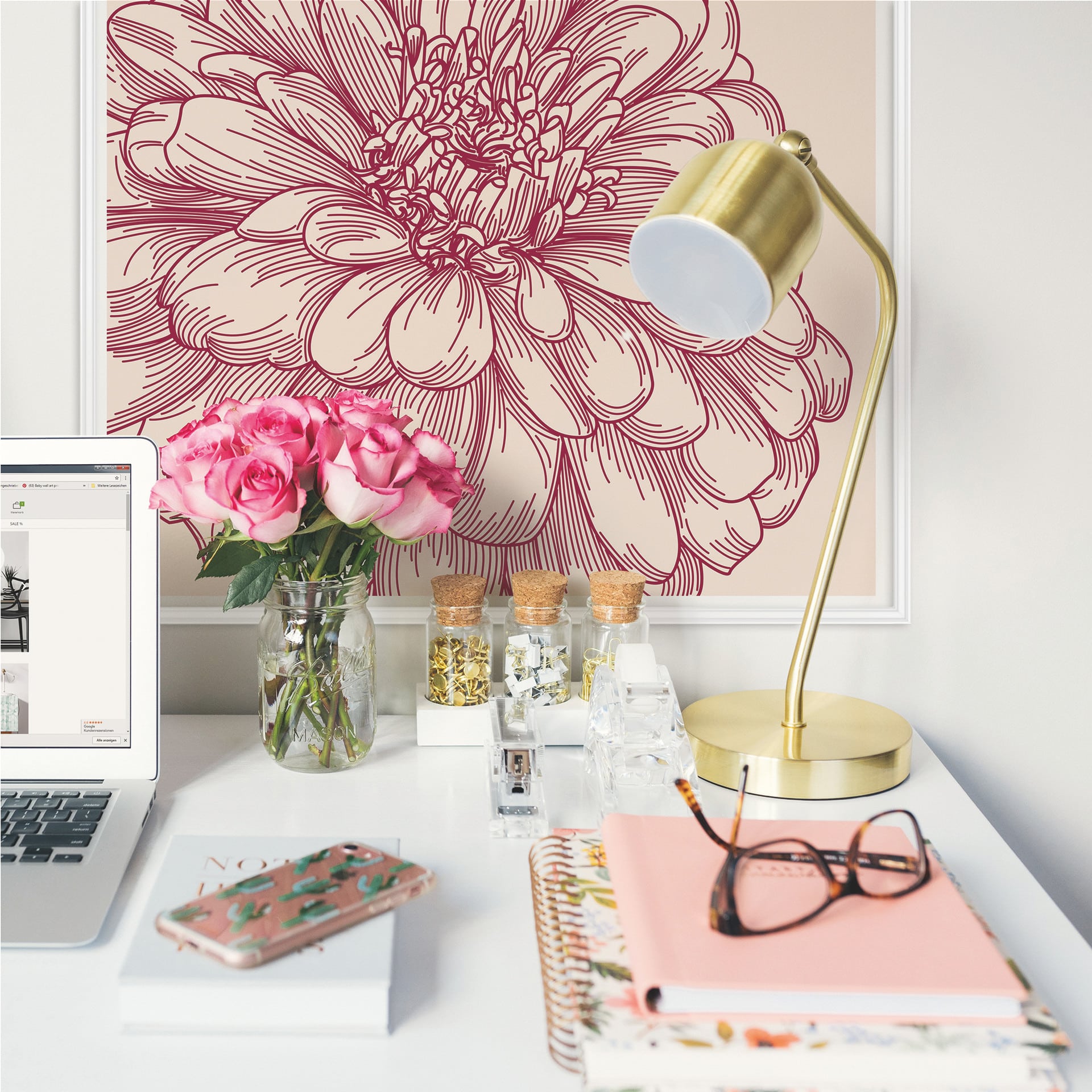 Wallprint W - Blüte Illustration