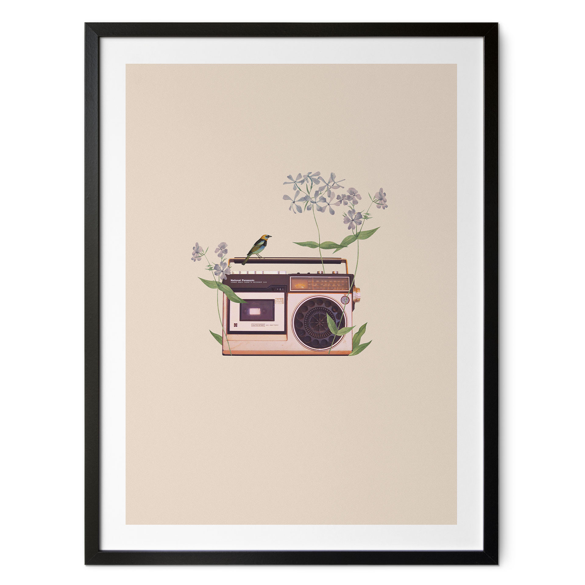 Plakat Retro Radio w kwiaty - Frida Floral Studio
