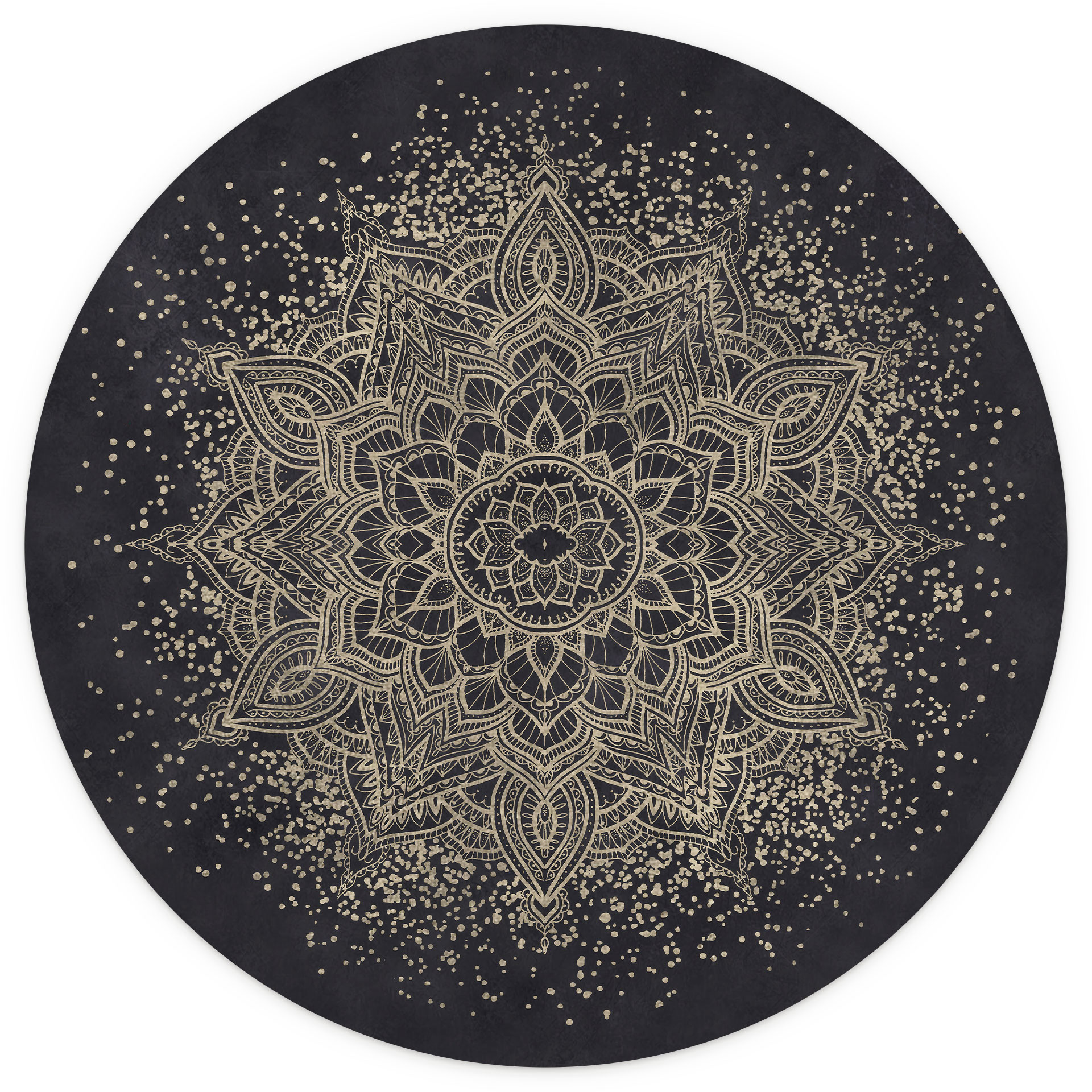 Elegant mandala zwart-goud Fotobehang - Bloomery Decor - Rond - vliesbehang/zelfklevend vliesbehang