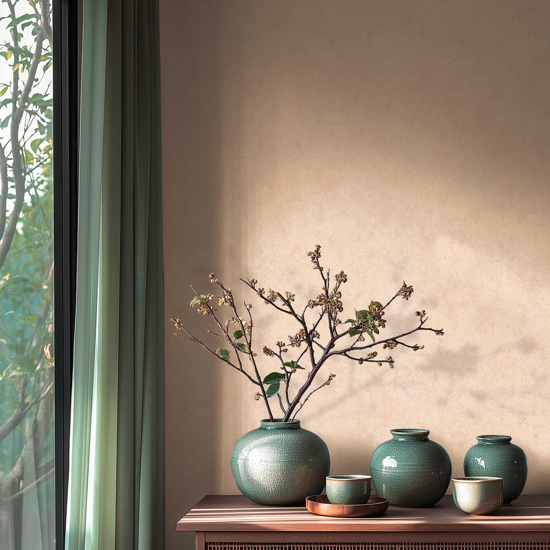 Betonlook behang Sand - Vliesbehang met een warme en natuurlijke textuur