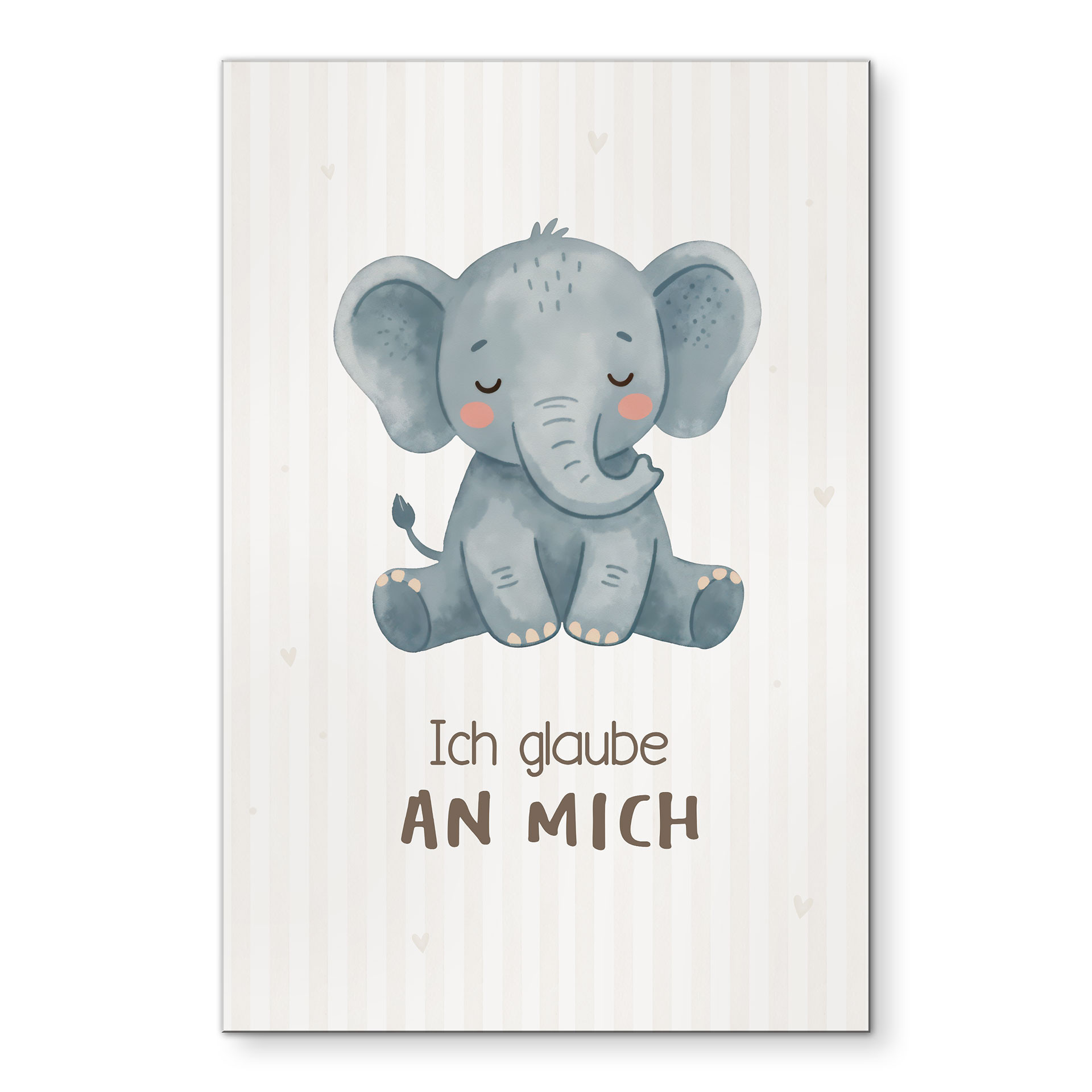 Alu-Dibond Wandbild mit Elefant - Kraftsatz 'Ich glaube an mich' für Kinder