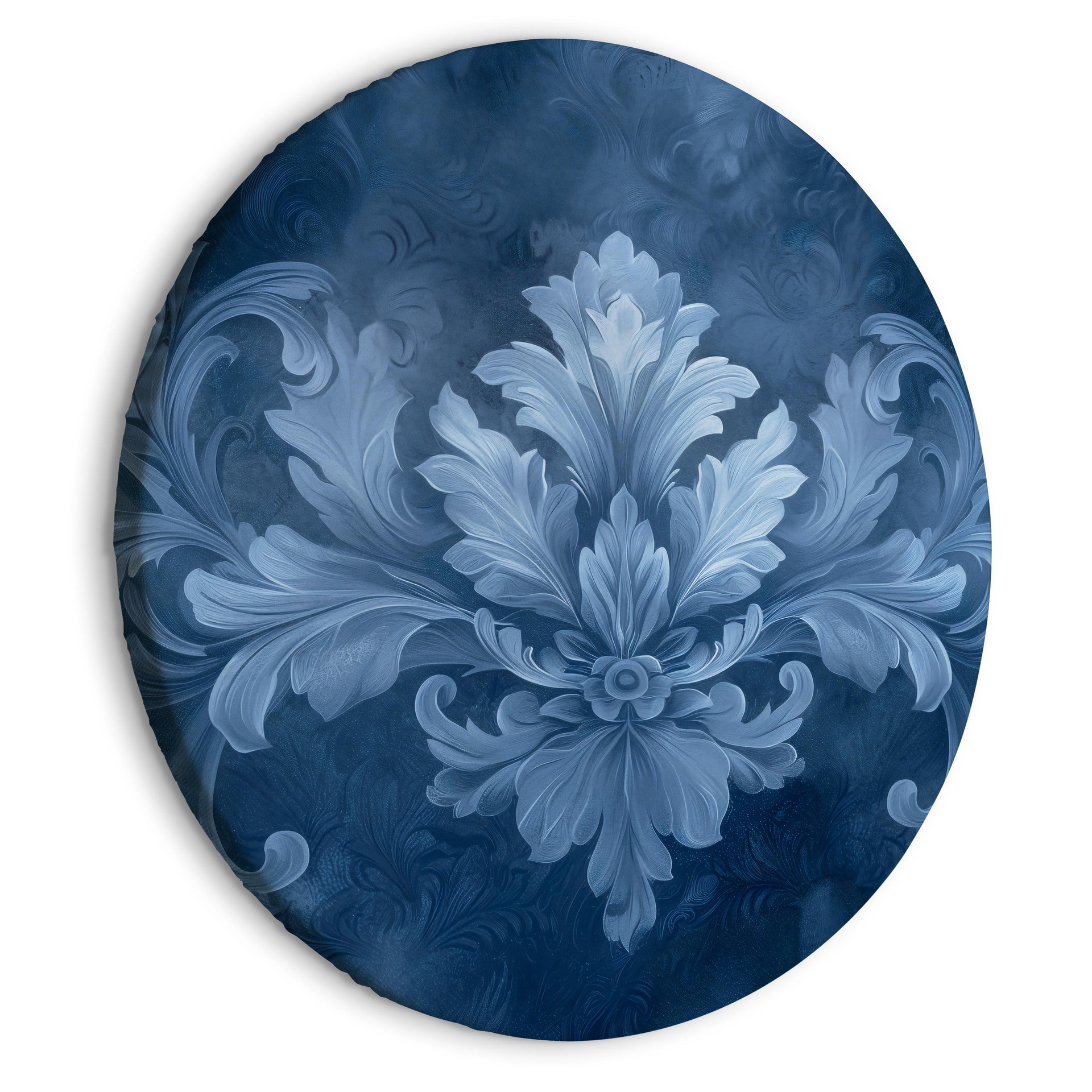 Rundes Leinwandbild Ornament in Blau