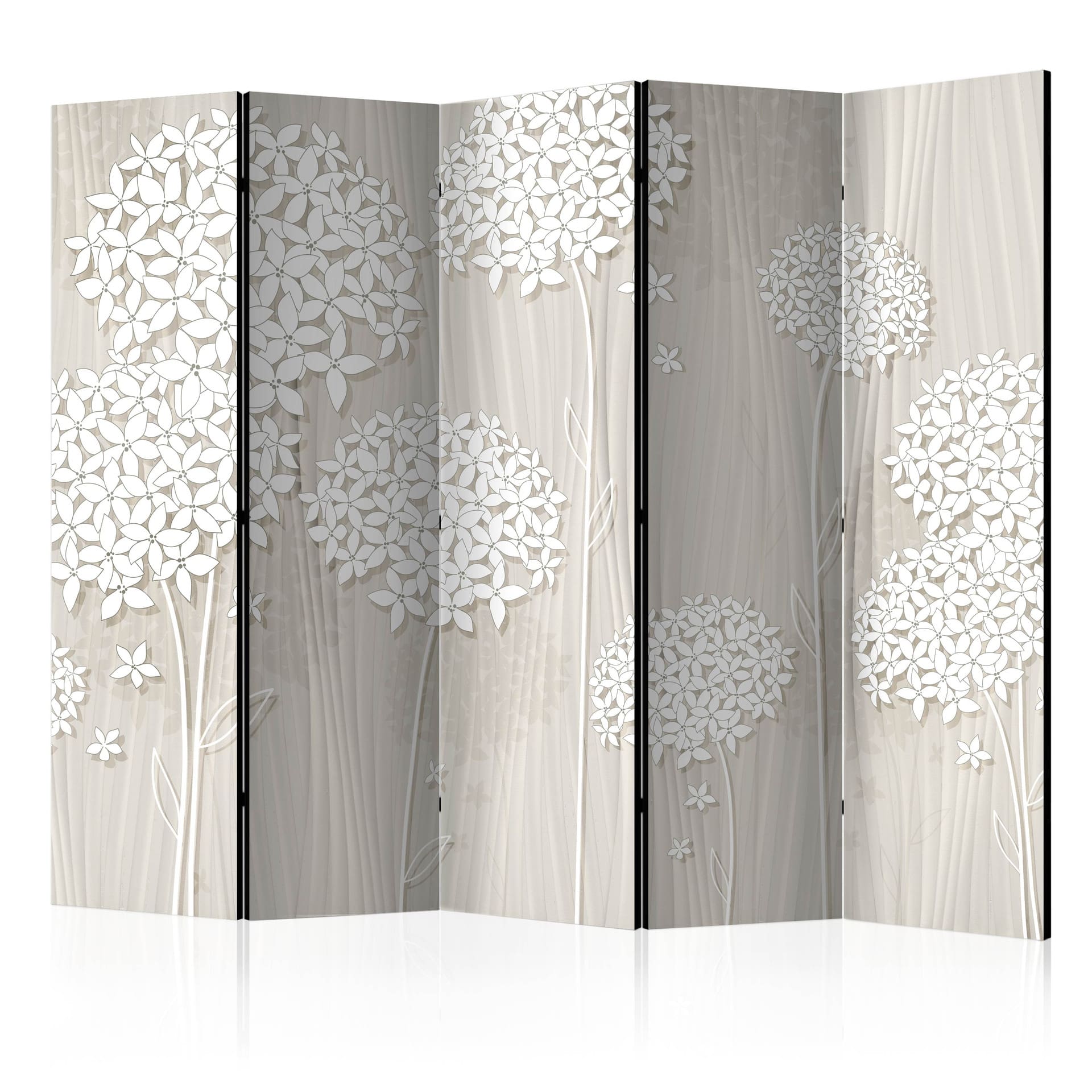 Screen room divider - Cremede postblomster, 3-delt