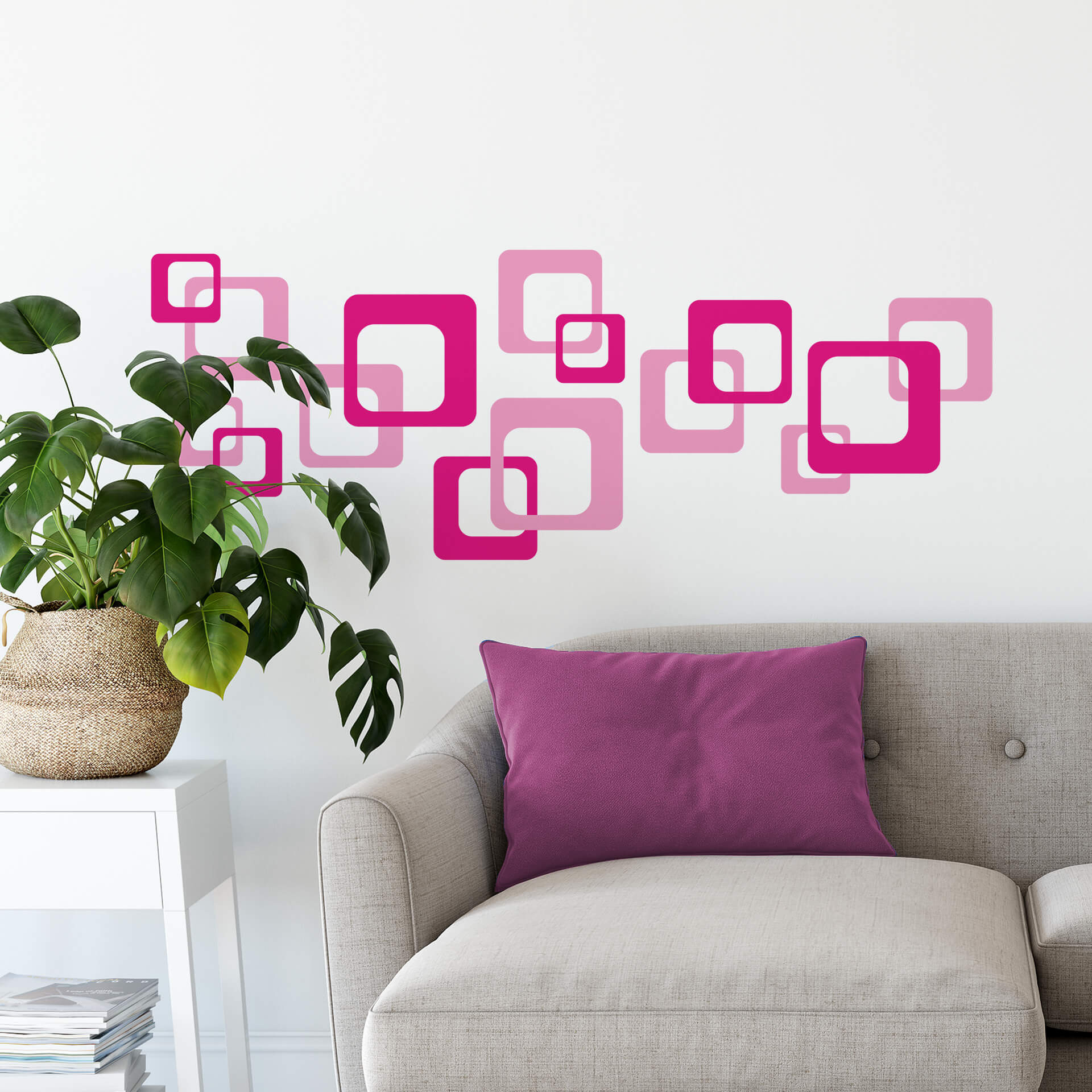 Wallsticker - Retro Firkanter Pink