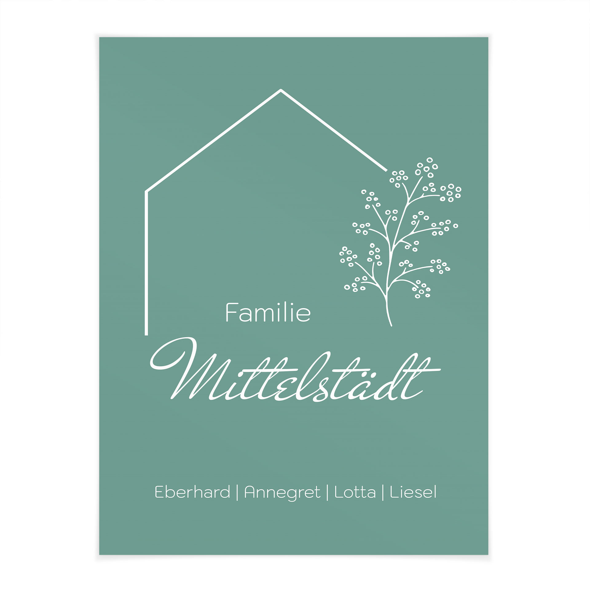 Personalisierbares Poster Familie Haus - grün