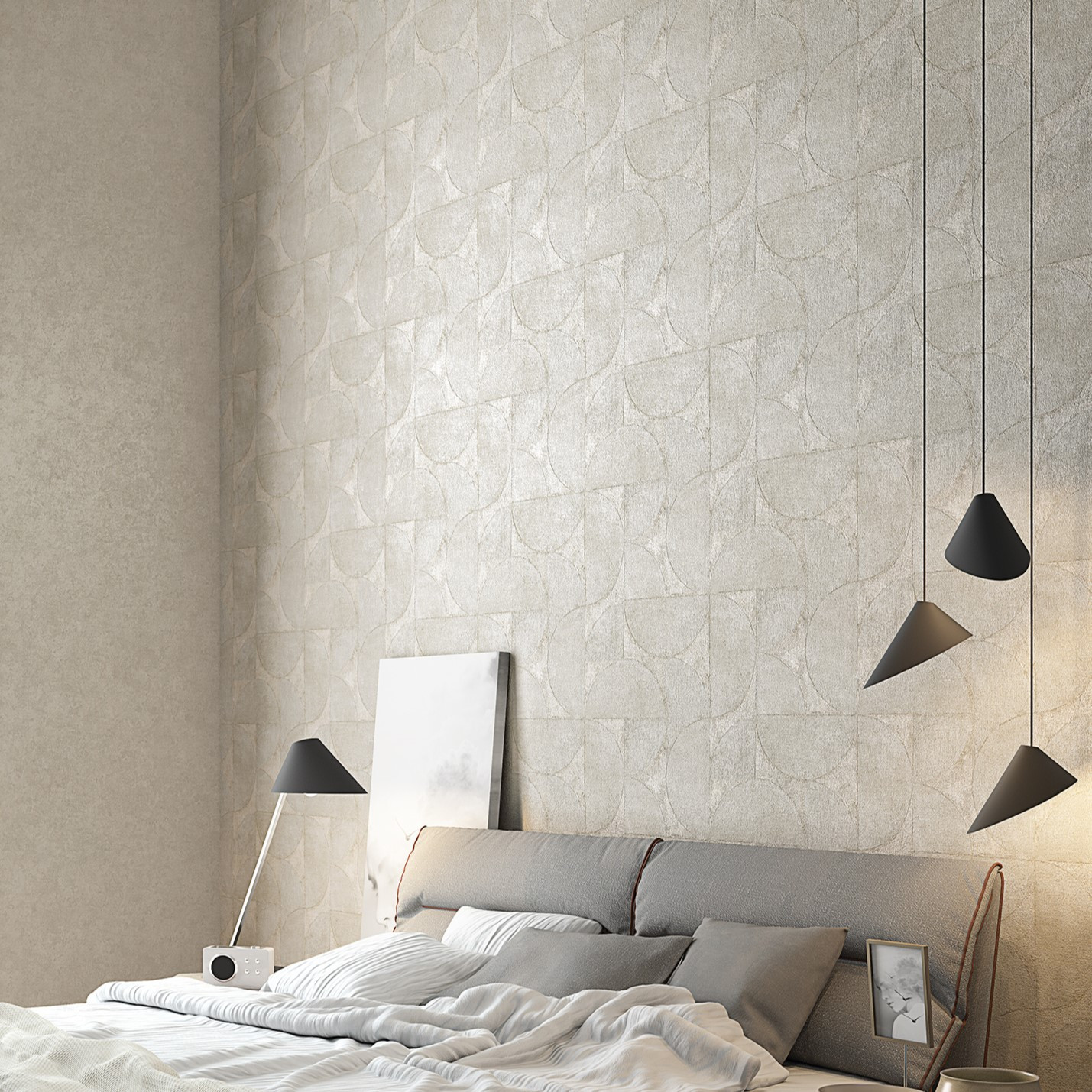 Vinyl behang, vliesbehang vintage deluxe beige, parelmoer