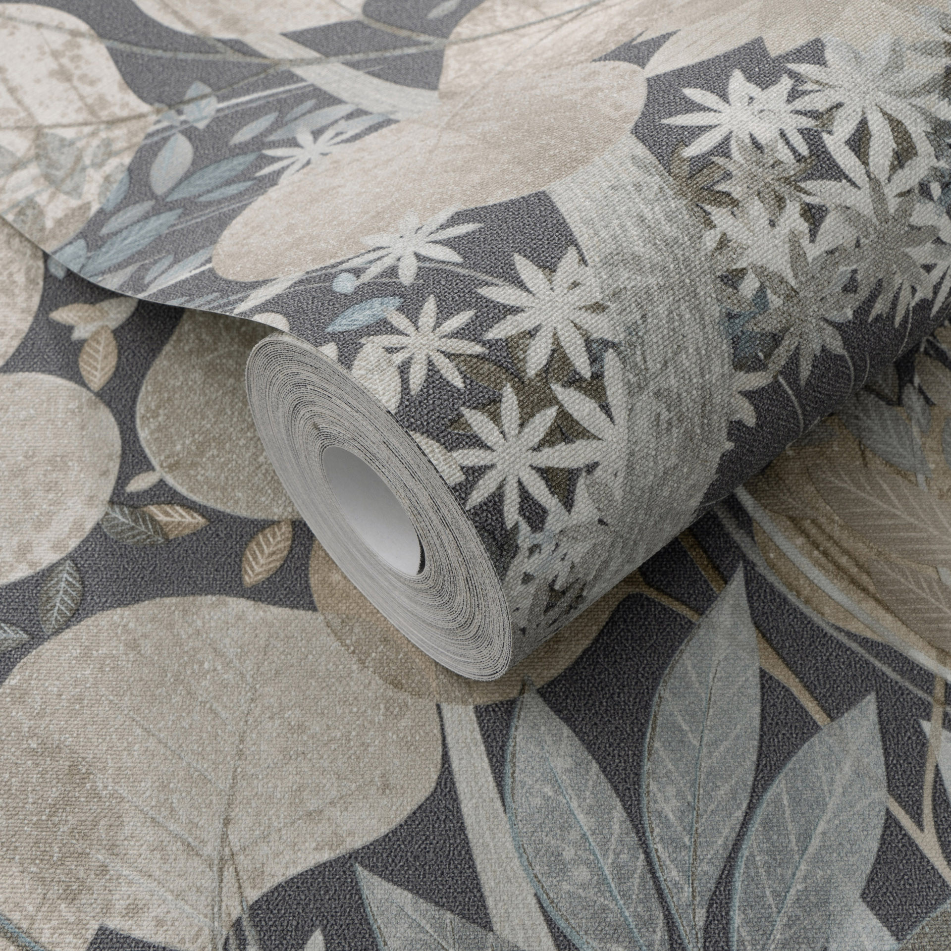 Vliesbehang, bladmotief behang Secret Garden blauw