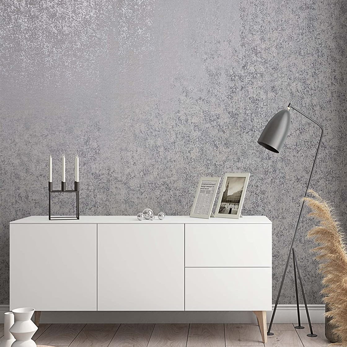 Structuurbehang vliesbehang zilver, beige