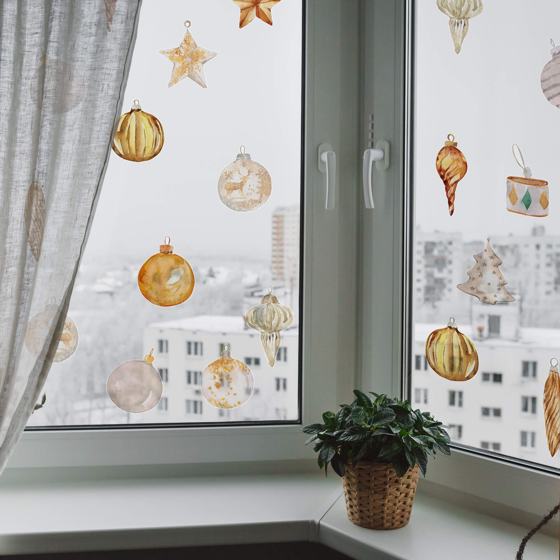 Raamfolie Kerstboom Decoratie (set van 22 raamstickers)