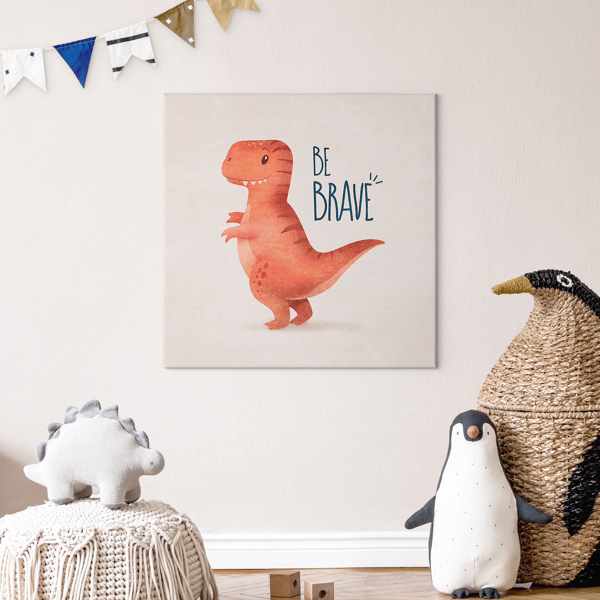 Obraz na płótnie Dino Be Brave - T-Rex - Tunaboylu - Kwadratowy