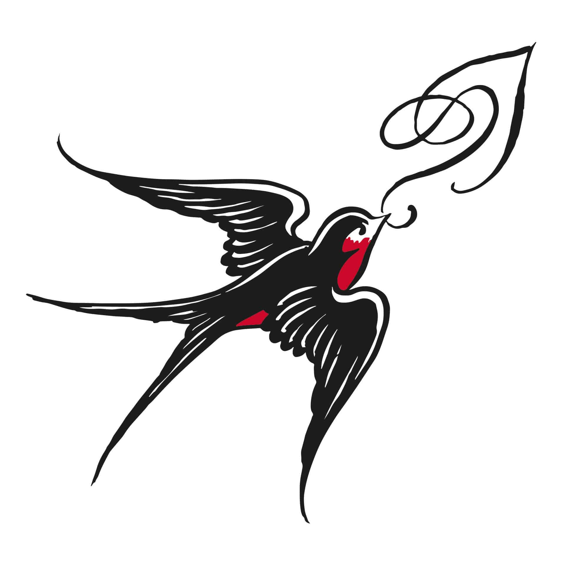 Sticker mural - Miami Ink - Hirondelle et ornement