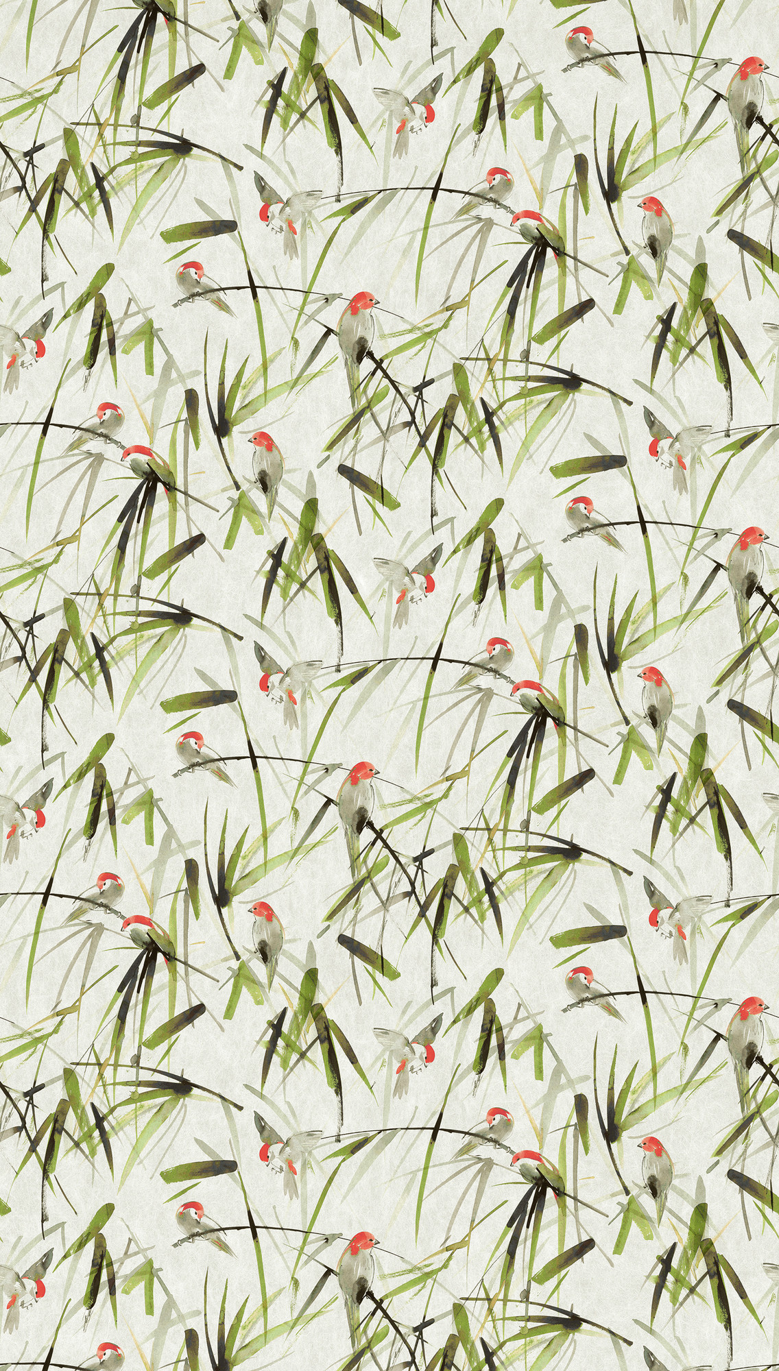 vogel behang beige groen - vliesbehang dieren Livingwalls - mat en glad
