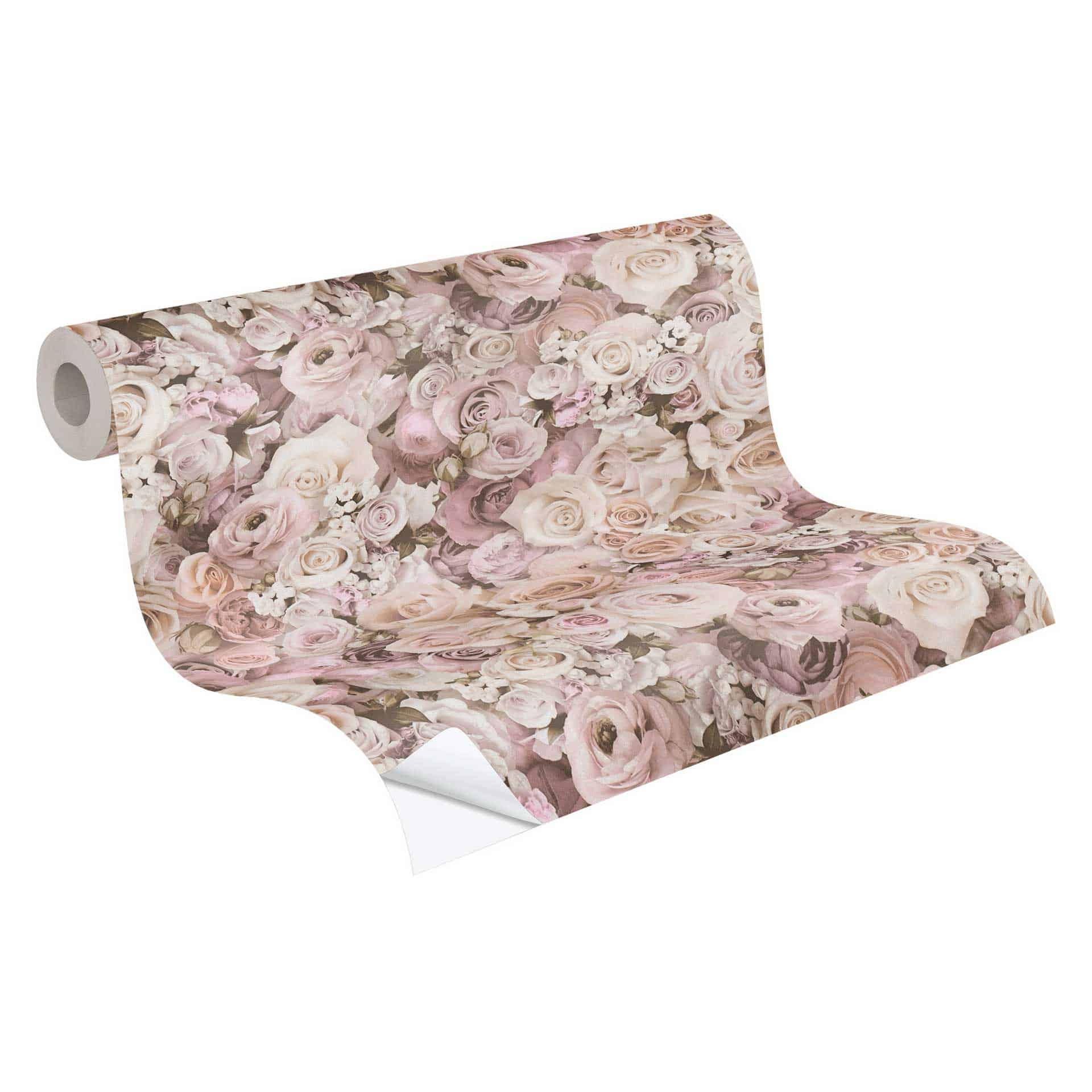 Zelfklevend behang & meubel folie - bloemen - rozen - roze - rol 840x53 cm