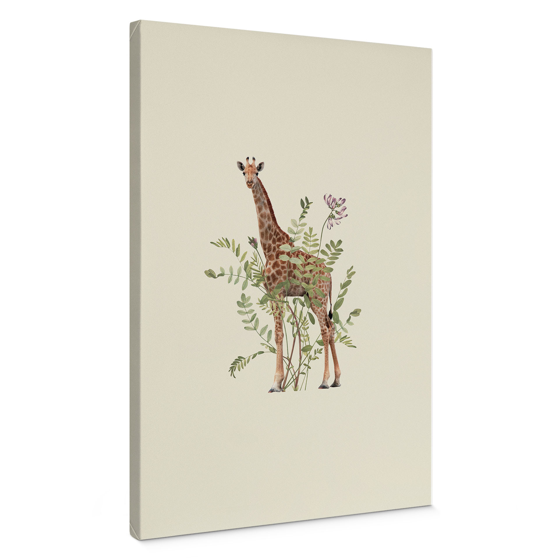 Lærredsprint - Blomstret giraf - Frida Floral Studio