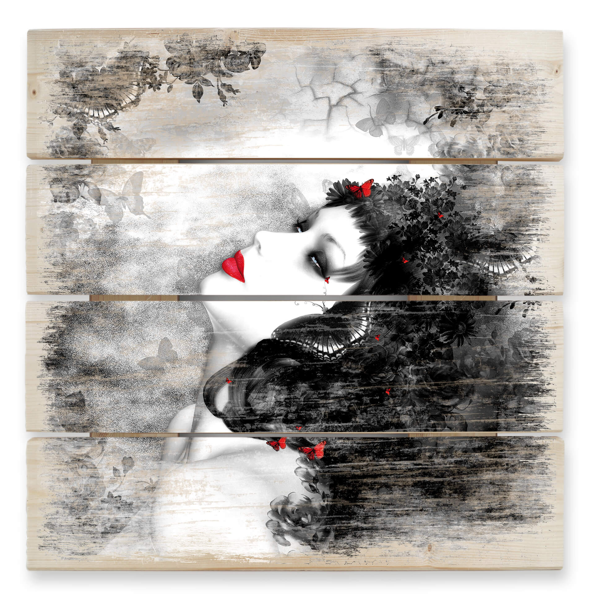 Obraz drewniany Czarny motyl Imago - 40x41,5 cm