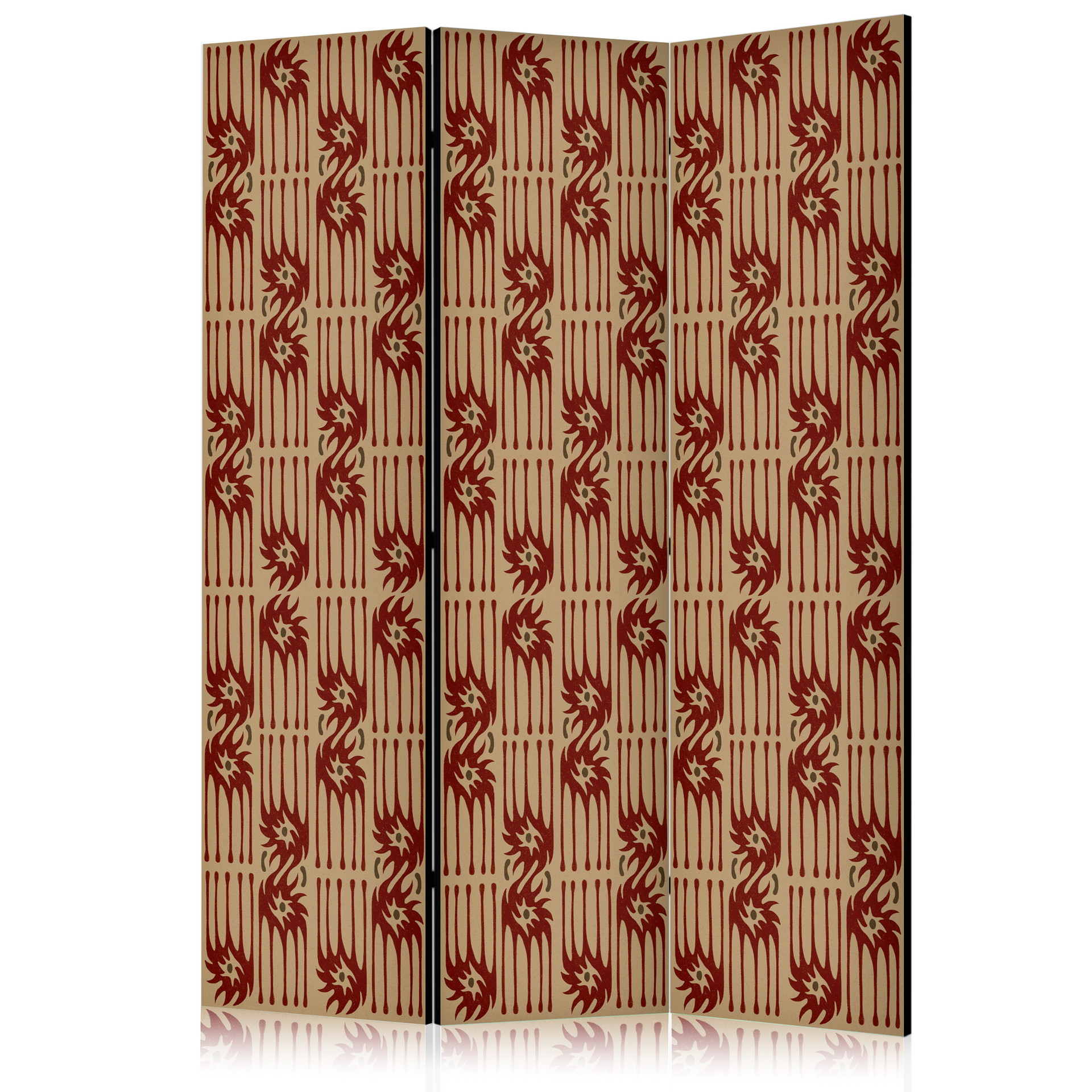 Paravent, Raumteiler freistehend, Trennwand - Predatory Features - Red Abstract Shapes Inspired by