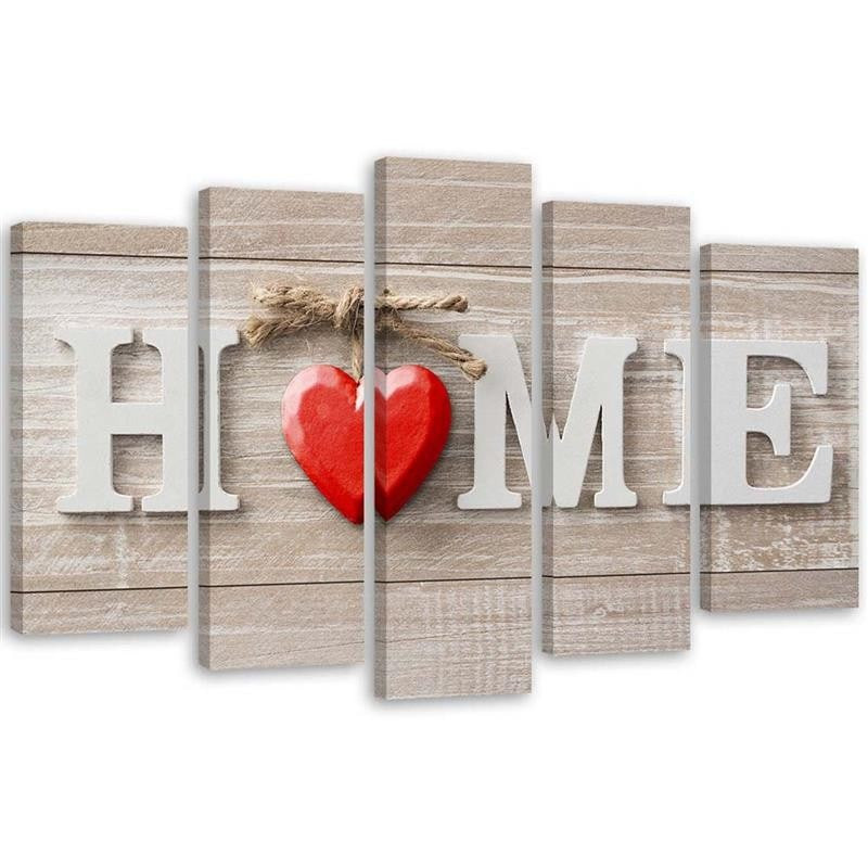 5-delt lærredsprint, Home Sweet Home Beige
